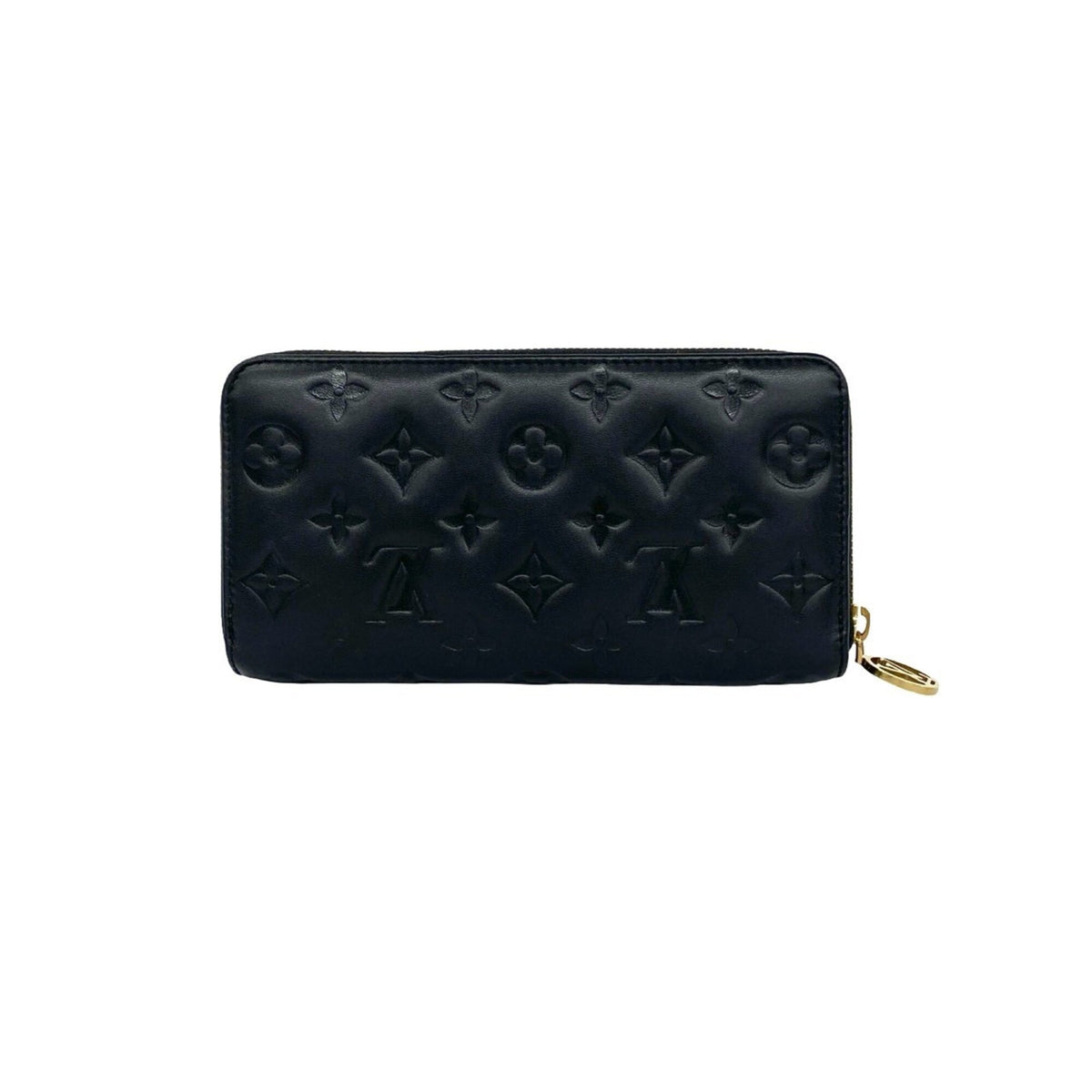Louis Vuitton Black Leather Long Wallet (Bi-Fold) (Pre-Owned)