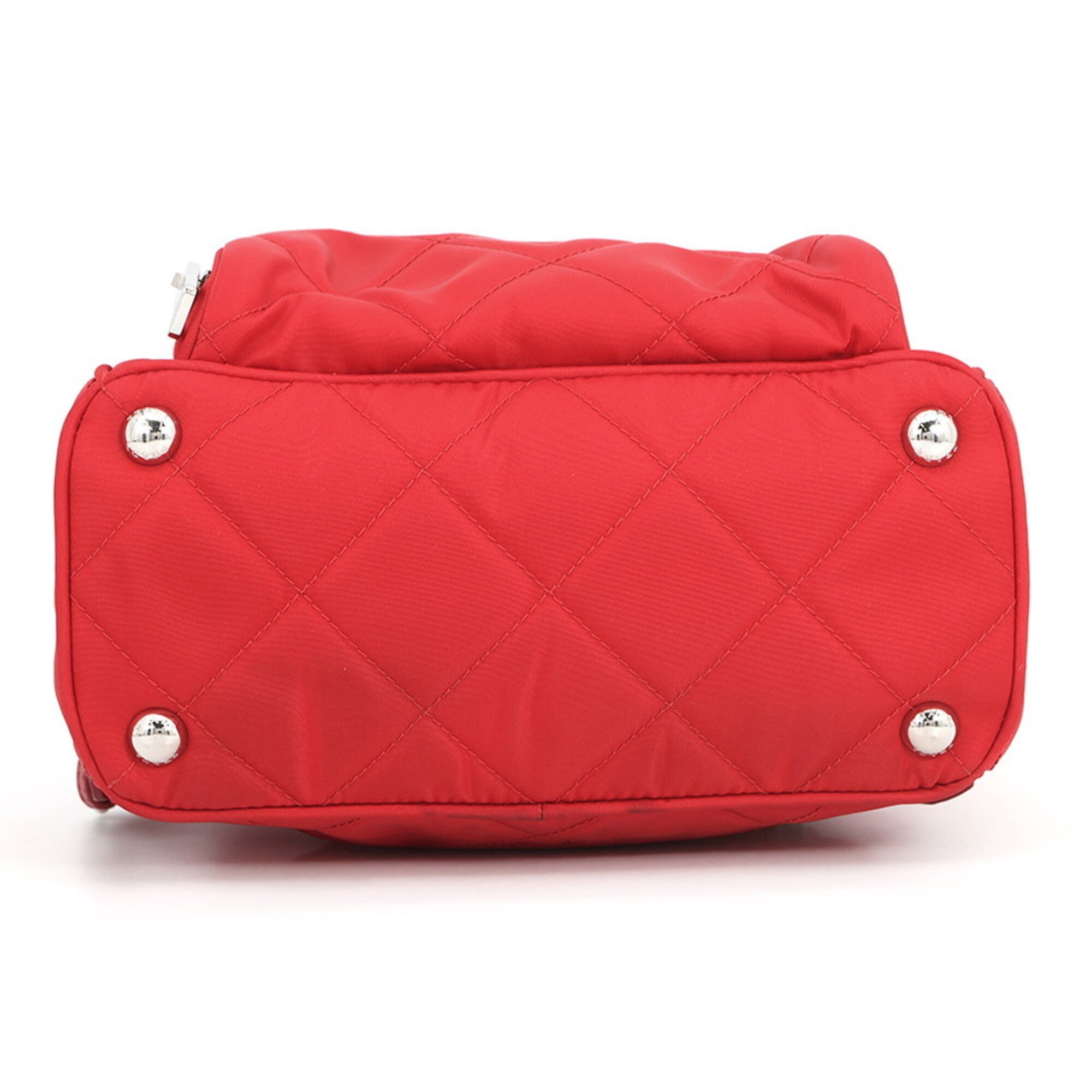 Prada Red Color Nylon Leather Backpack (Pre-Owned)