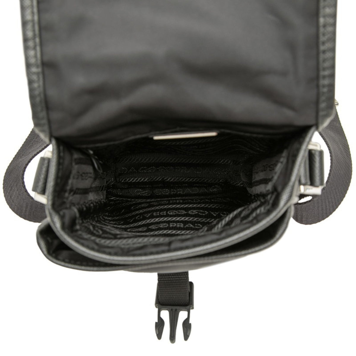 Prada Black Nylon Leather Pouch Shoulder Bag (Pre-Owned)