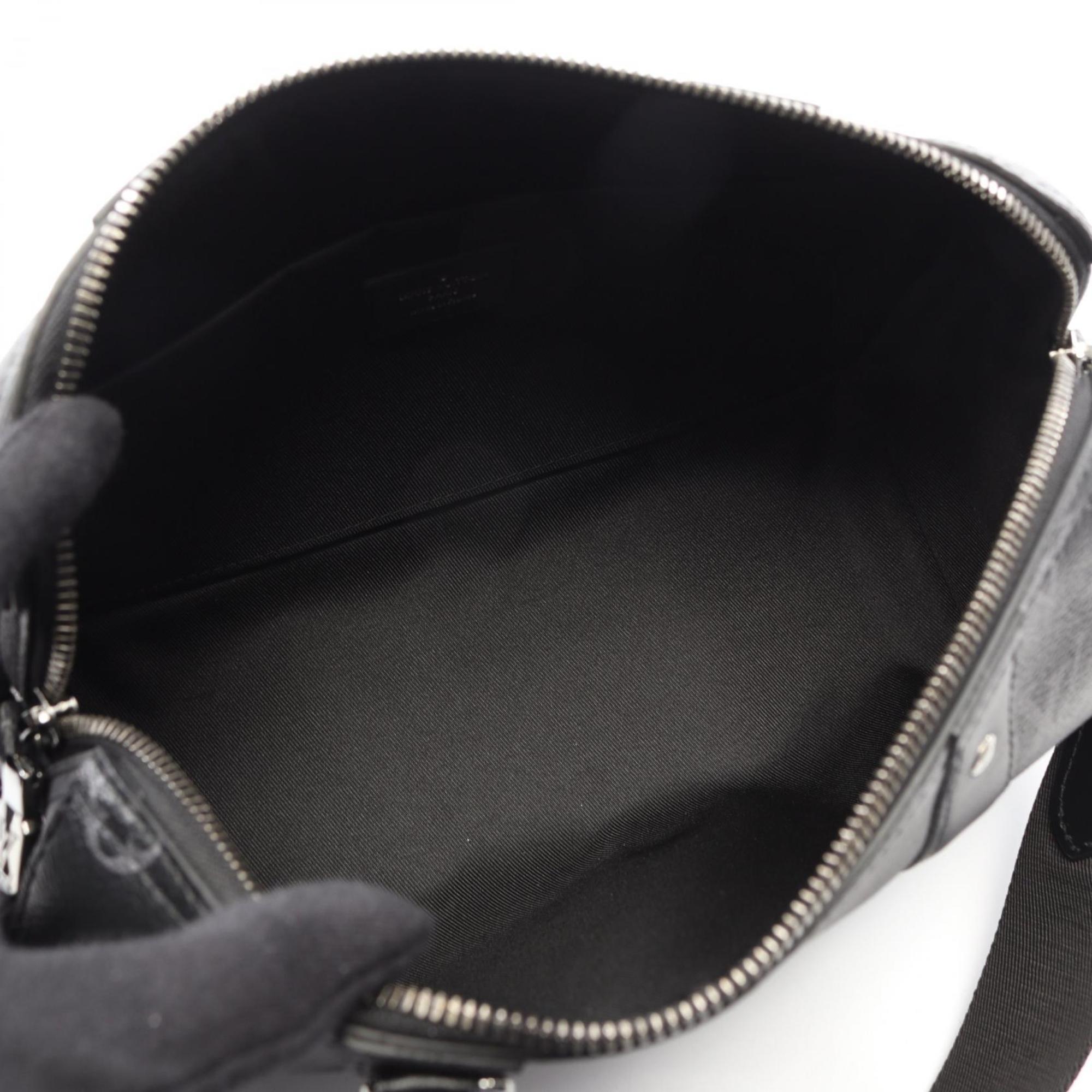 Louis Vuitton Black Gray Coated Canvas Leather Handbag Shoulder Bag (Pre-Owned)