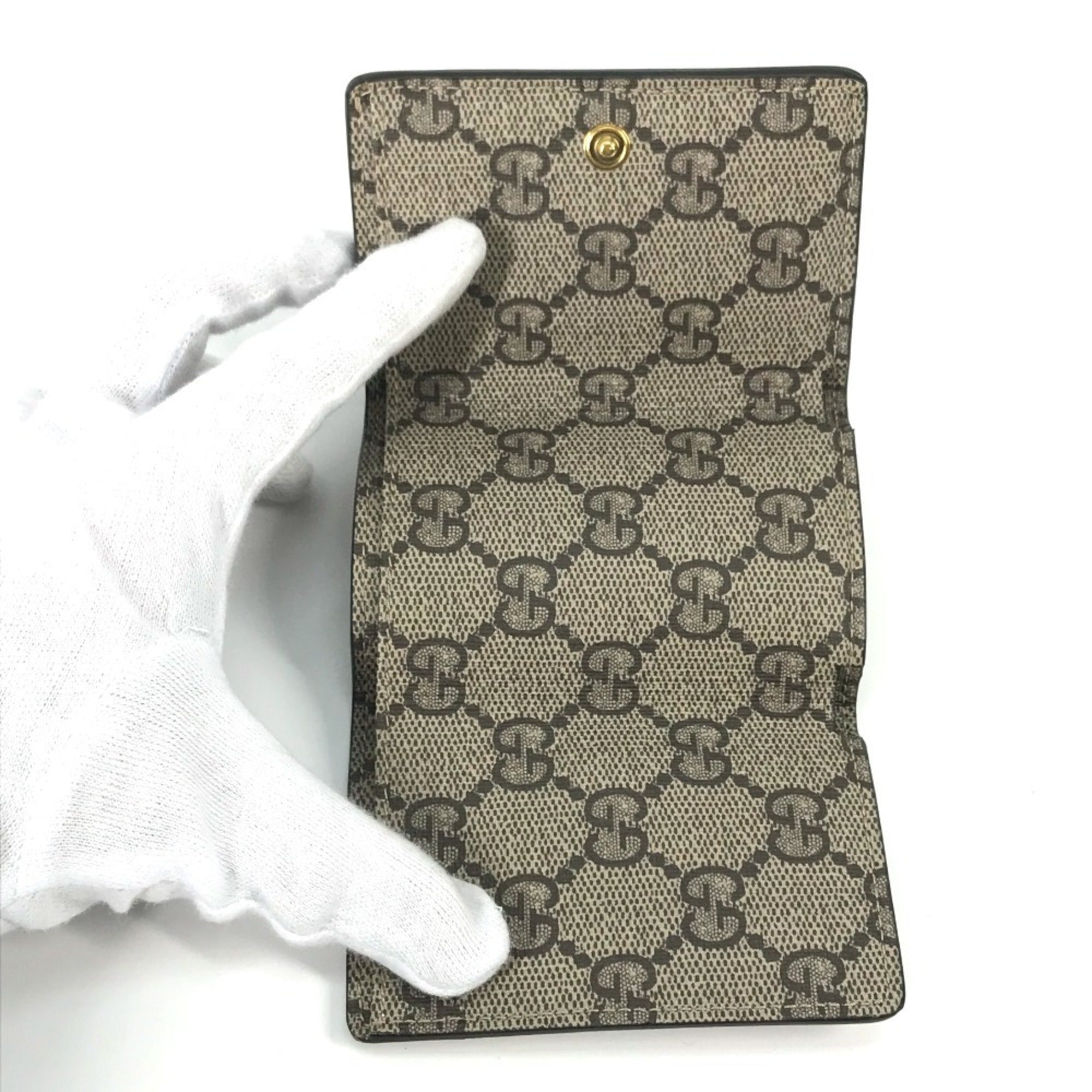Gucci Beige White Gg Supreme Wallet (Tri-Fold) (Pre-Owned)