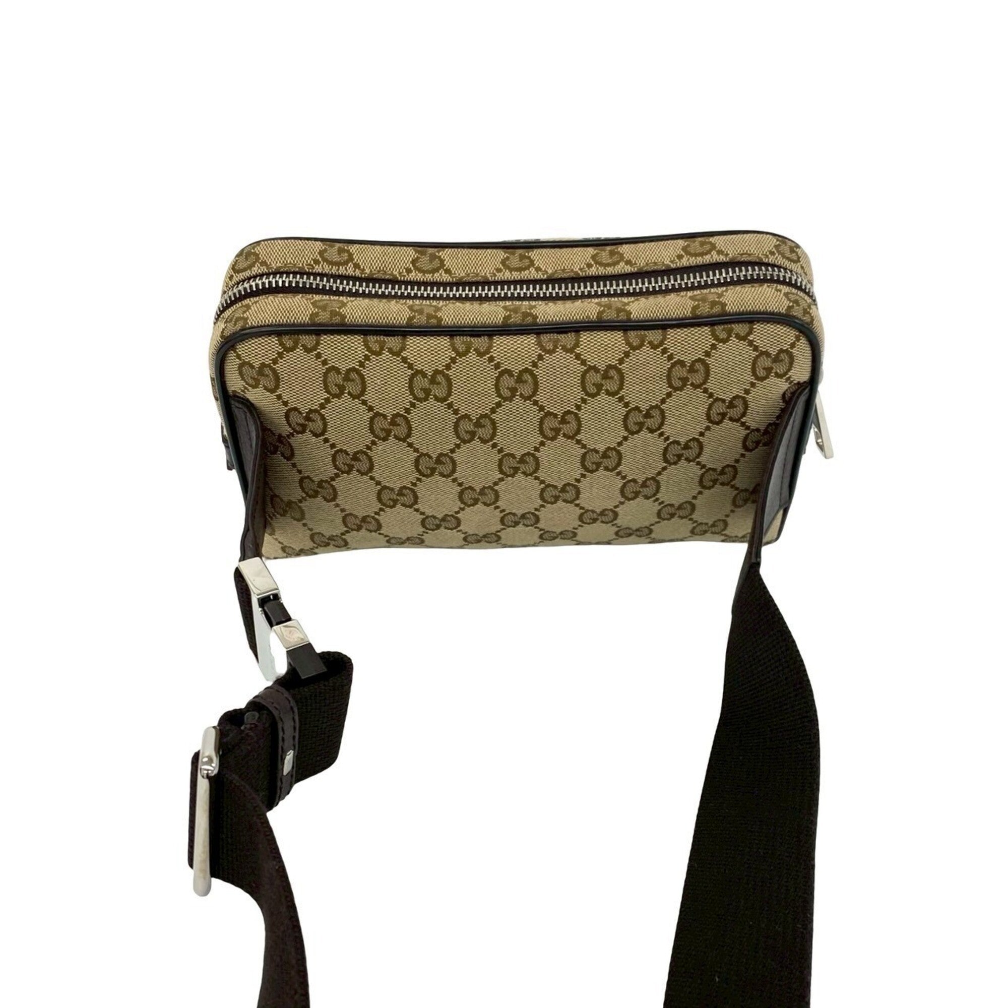 Gucci Brown Canvas Leather Pochette Pouch Sling Bag (Pre-Owned)