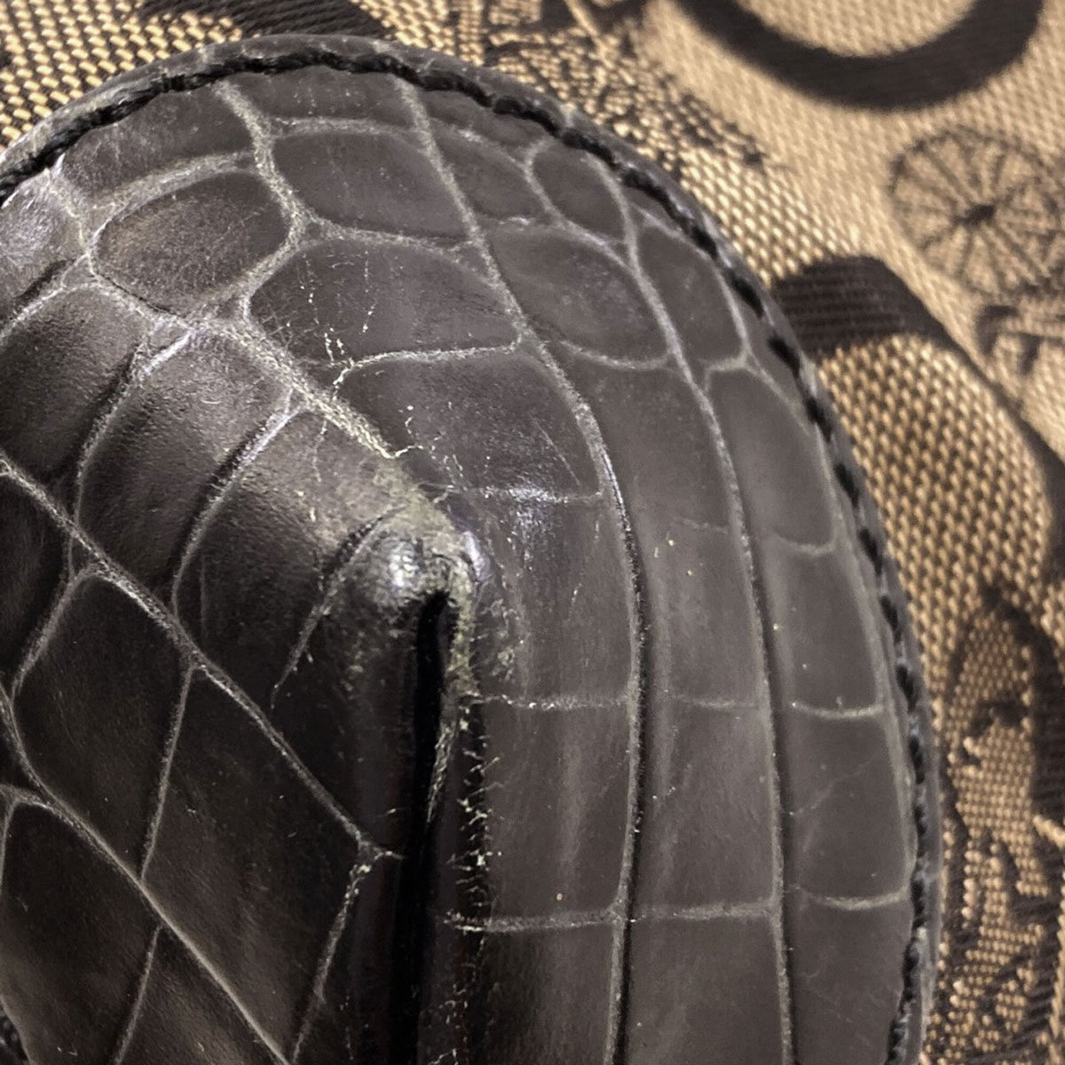 Celine Black Brown Canvas Handbag (Pre-Owned)