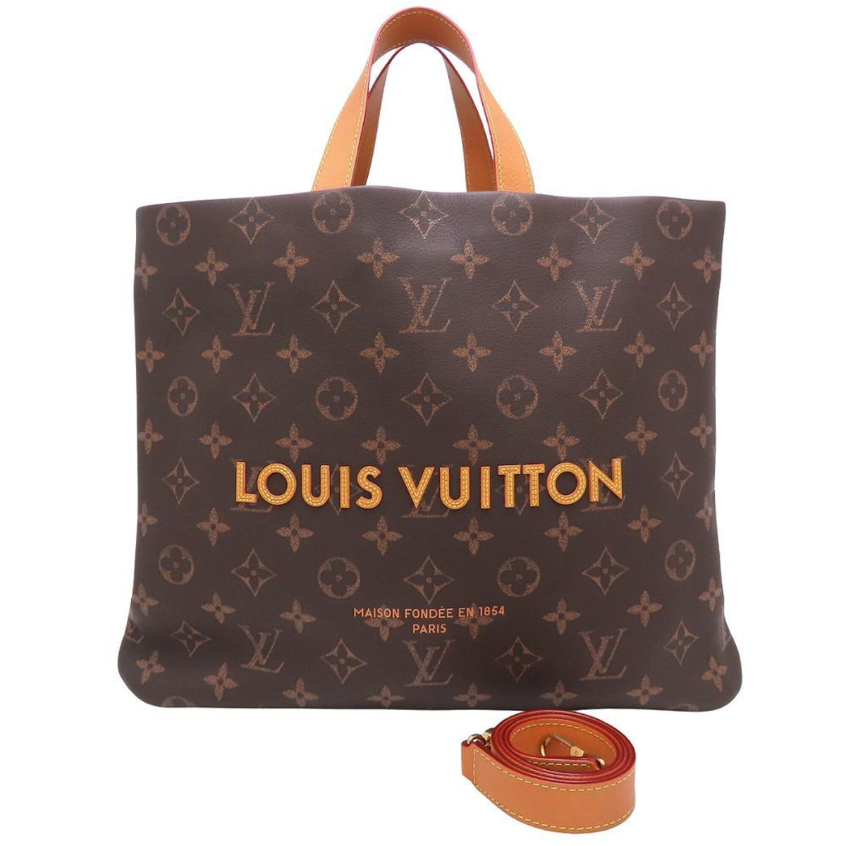 Louis Vuitton Monogram Brown Leather Tote Bag (Pre-Owned)