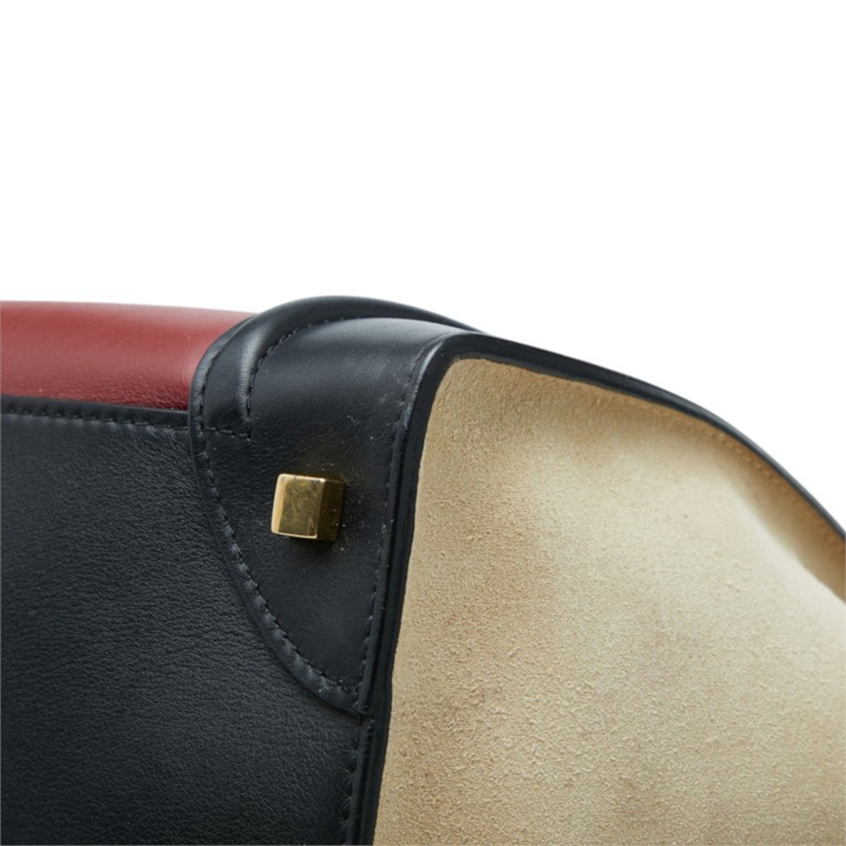 Celine Beige Black Bordeaux Leather Suede Handbag Tote Bag (Pre-Owned)