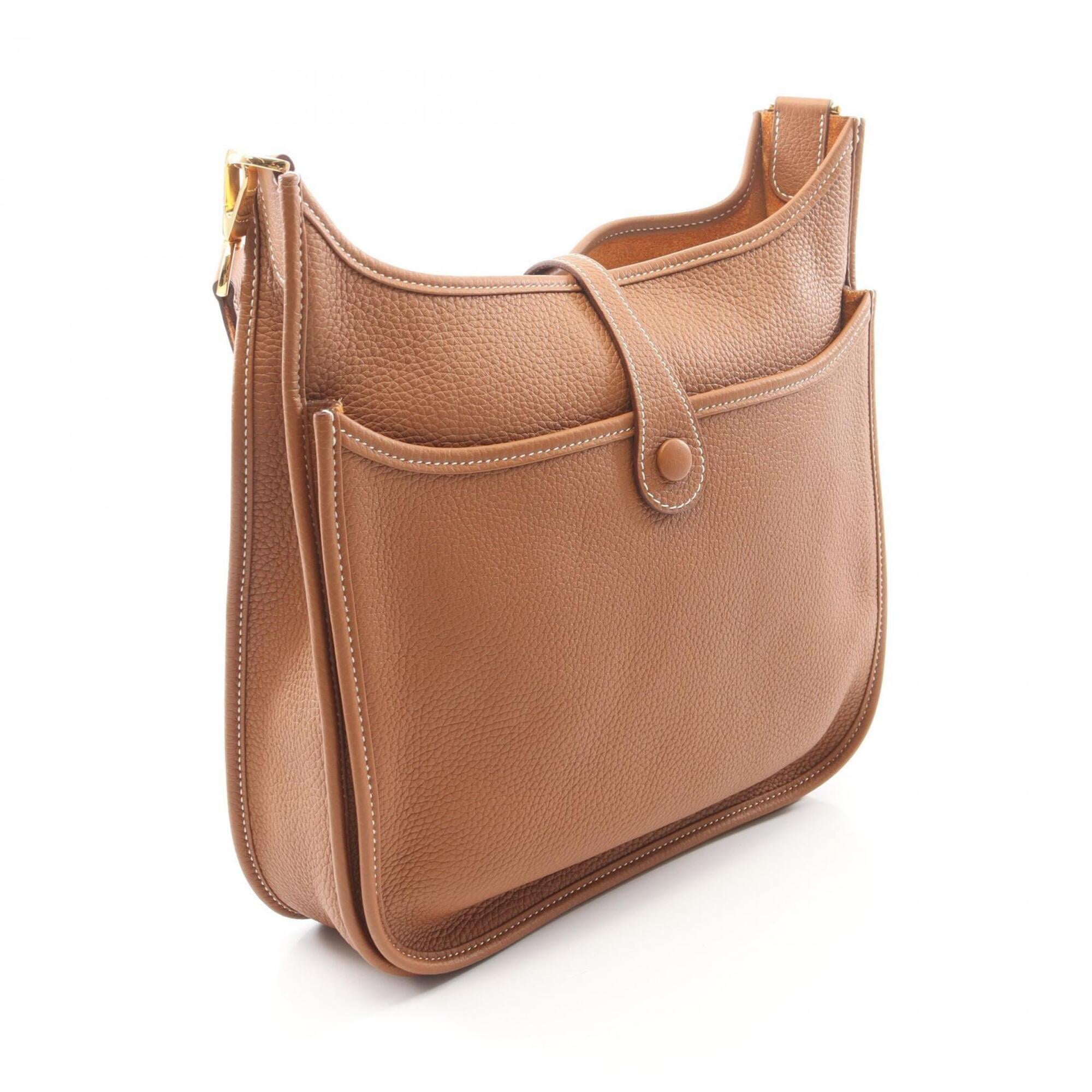 Hermes Brown Gold Brown Taurillon Clemence Leather Handbag Shoulder Bag (Pre-Owned)