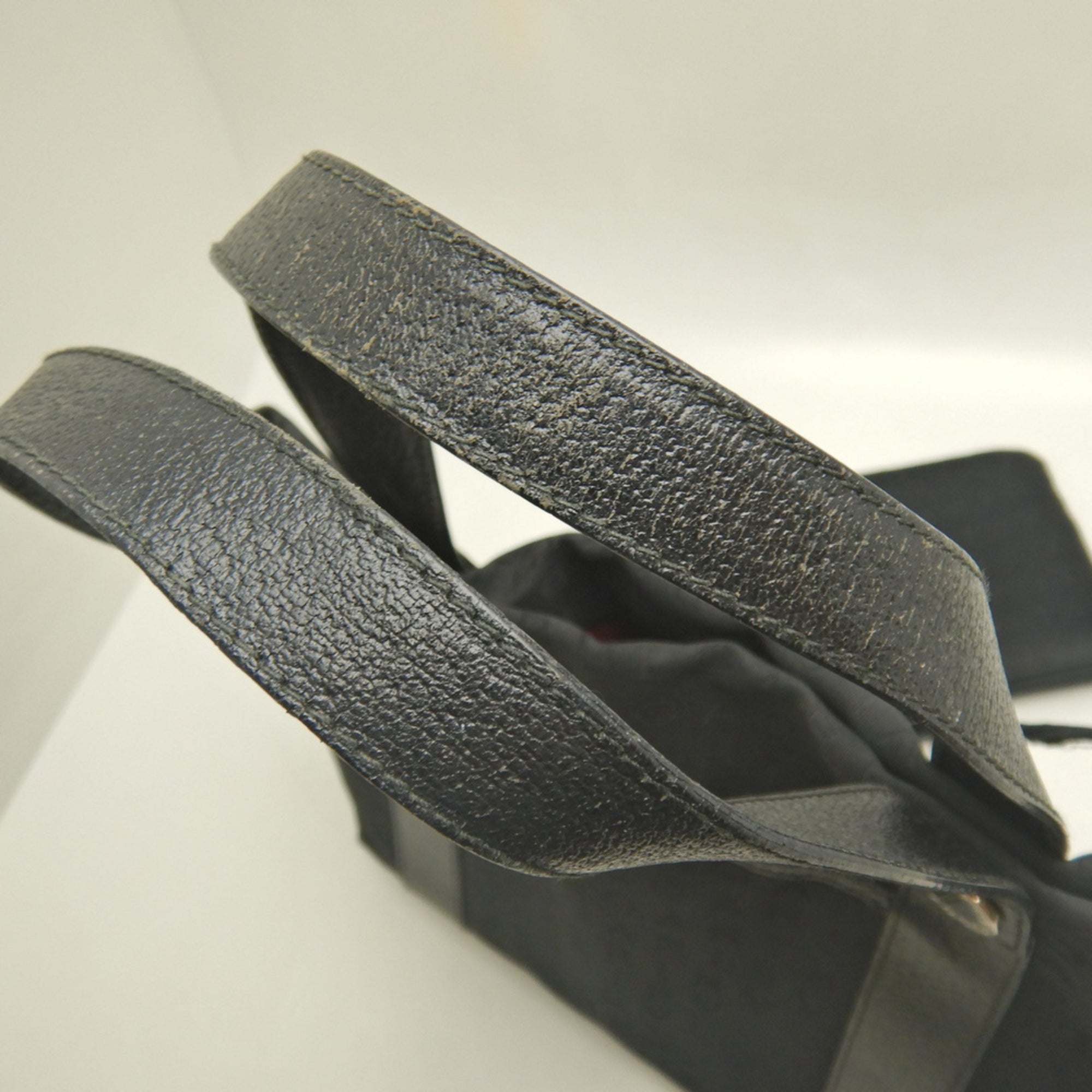Bvlgari Black Dark Gray Canvas Leather Tote Bag (Pre-Owned)