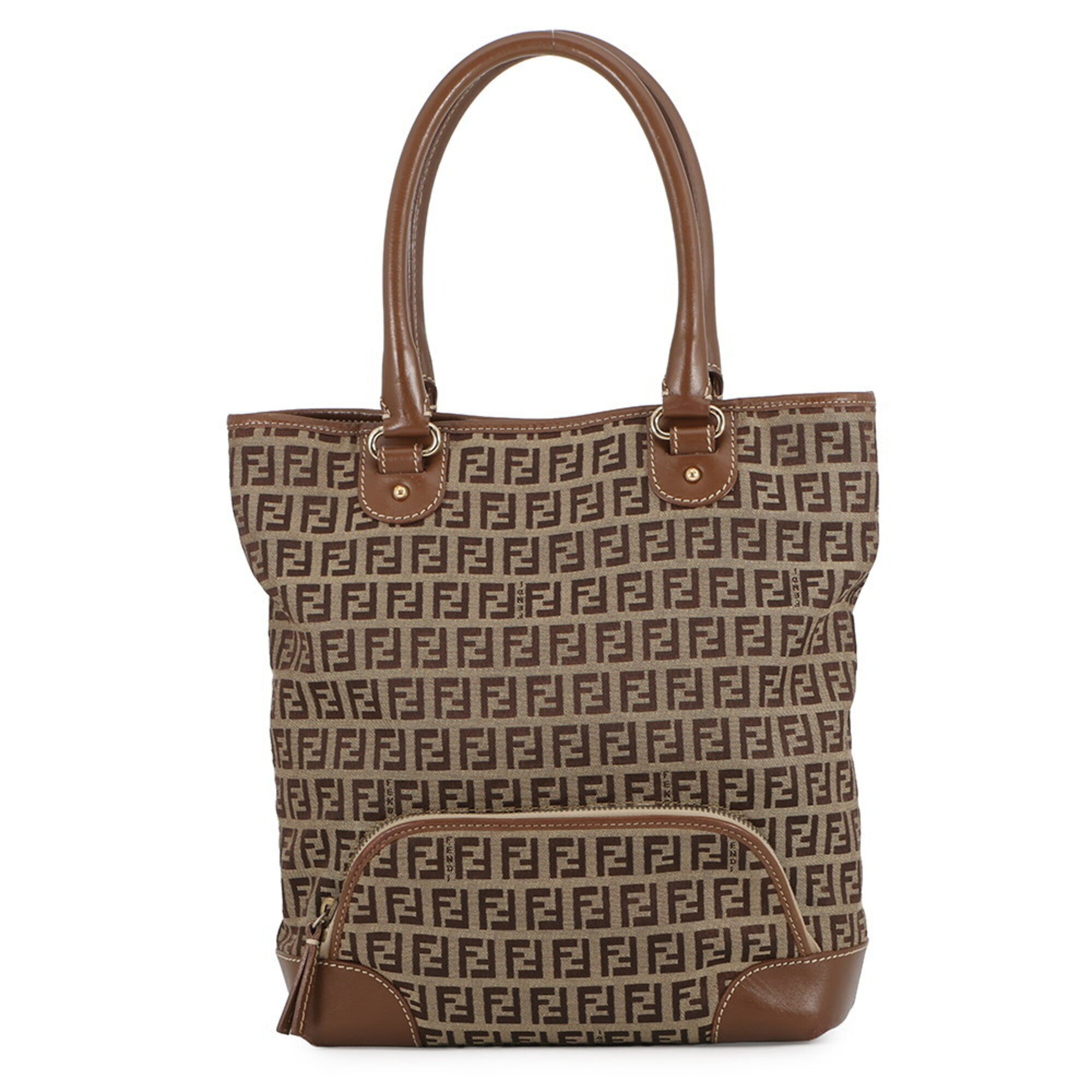 Fendi Khaki Brown Zucchino Handbag Tote Bag (Pre-Owned)