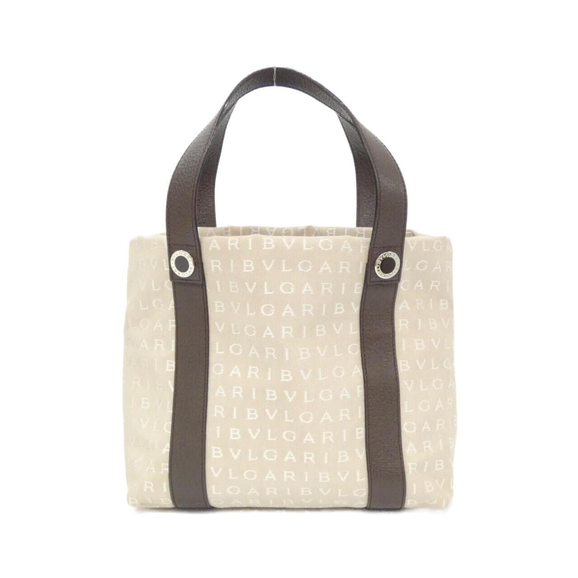 Bvlgari Beige Brown Canvas Handbag Pouch (Pre-Owned)