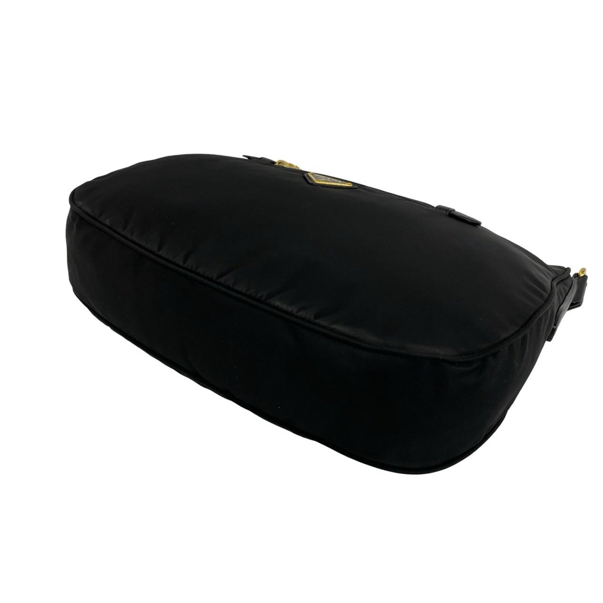 Prada Black Nylon Leather Handbag Shoulder Bag (Pre-Owned)