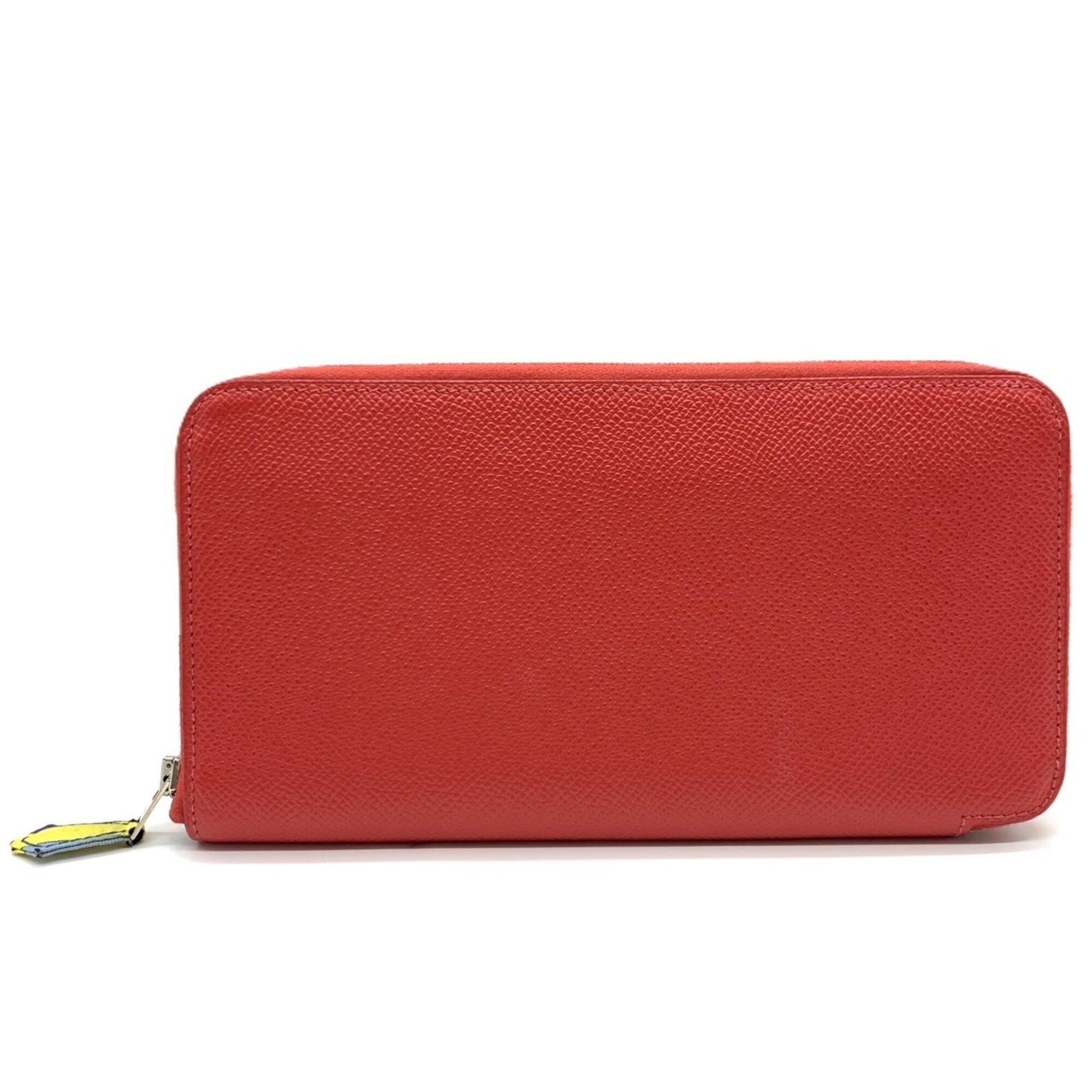 Hermes Silk'in Red Color Epsom Leather Long Wallet (Bi-Fold) (Pre-Owned)
