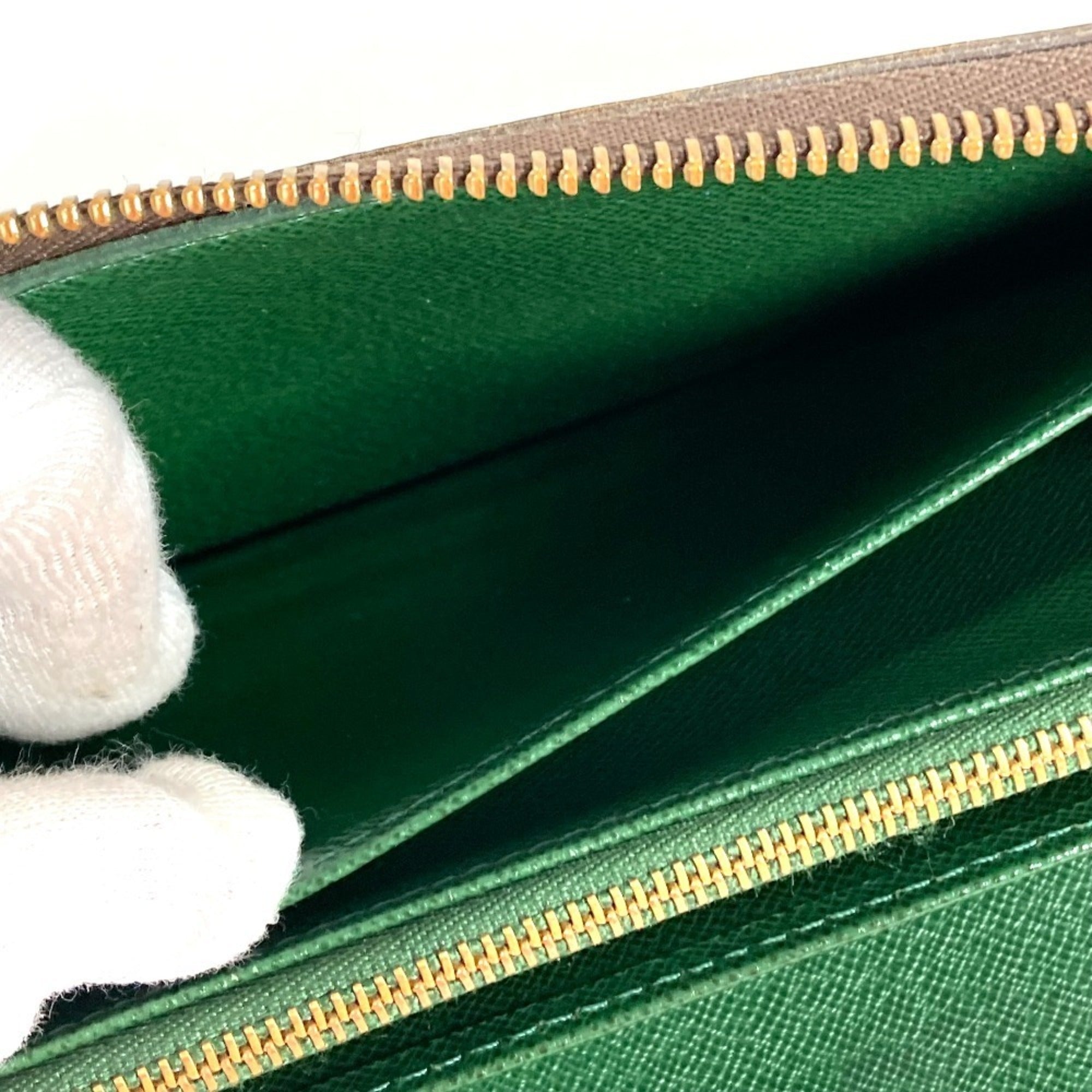 Louis Vuitton Brown Green Monogram Long Wallet (Bi-Fold) (Pre-Owned)