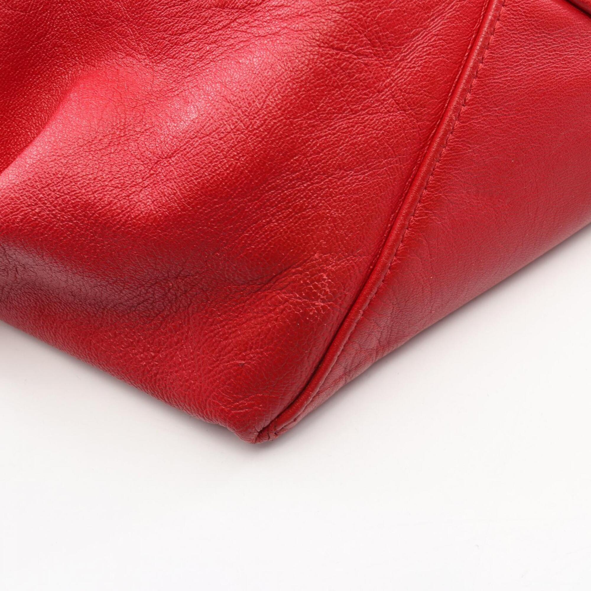 Celine Red Color Leather Handbag Tote Bag (Pre-Owned)