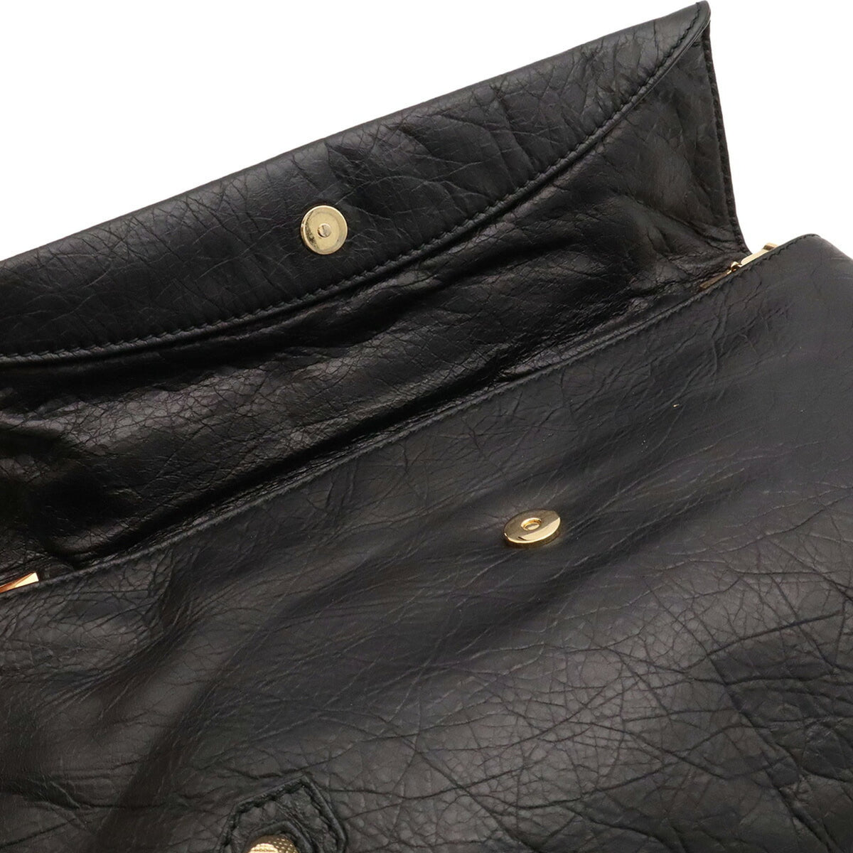 Balenciaga Black Leather Clutch Bag Shoulder Bag (Pre-Owned)