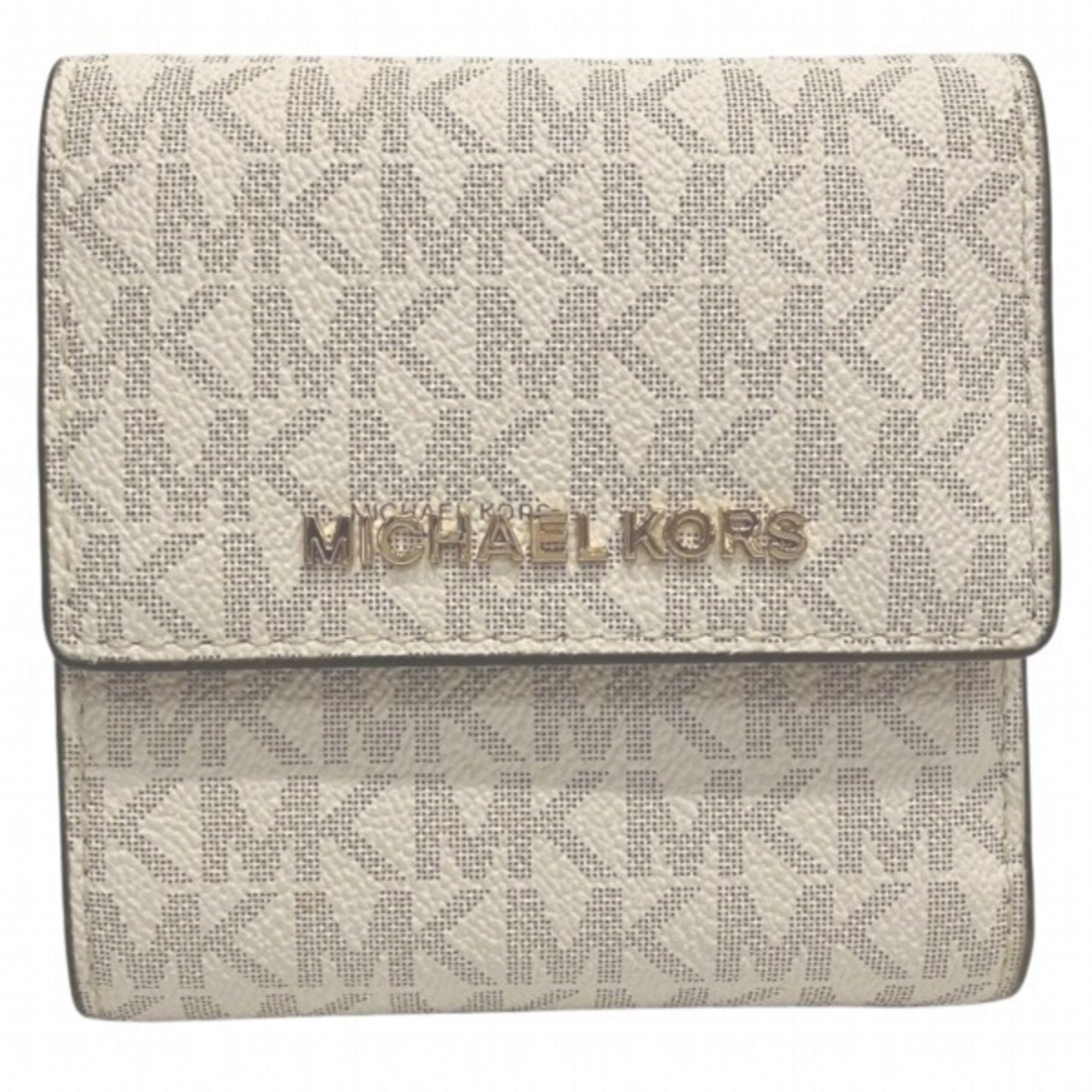 Michael Kors White Pvc Leather Wallet (Tri-Fold) (Pre-Owned)