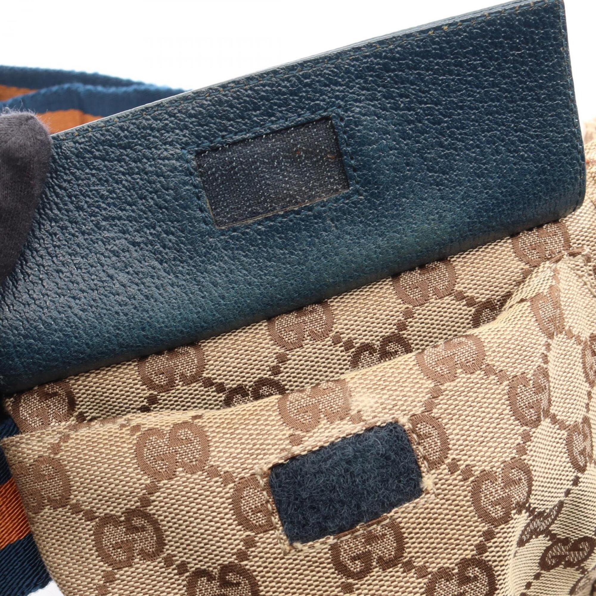 Gucci Beige Green Orange Canvas Leather Fanny Pack Handbag (Pre-Owned)