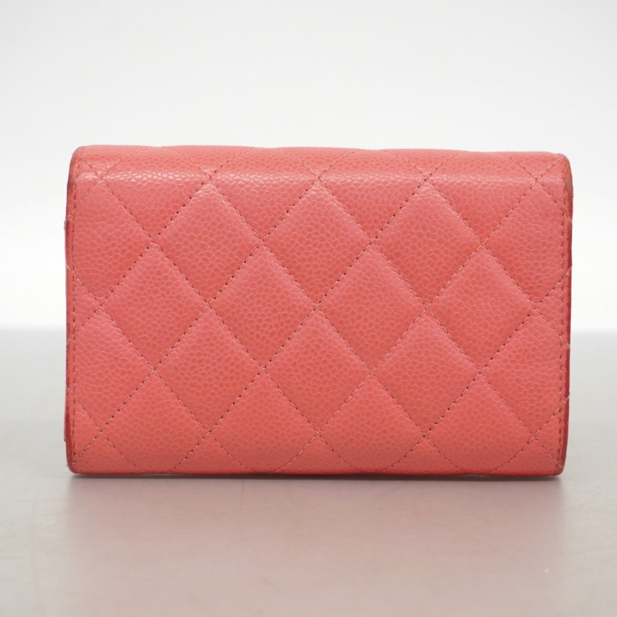 Chanel Pink Grained Calfskin Wallet (Tri-Fold) (Pre-Owned)