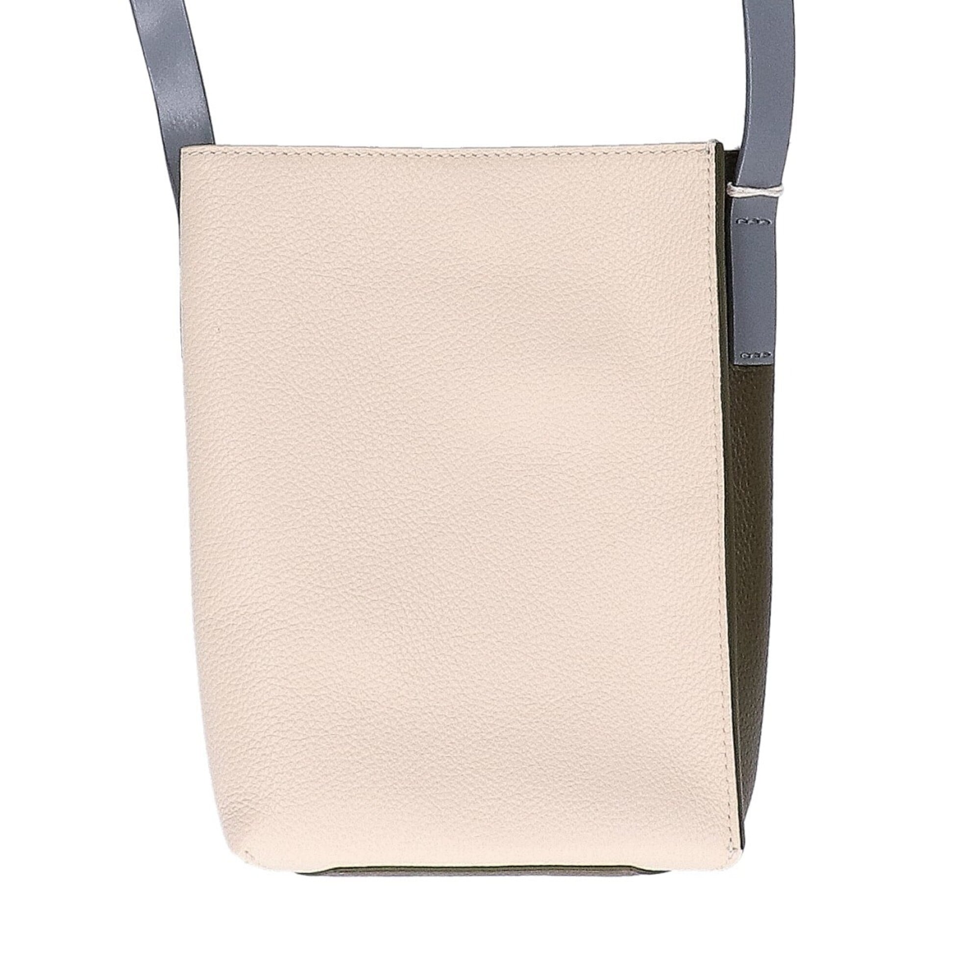 Marni Gray Ivory Khaki Leather Shoulder Bag (Pre-Owned)