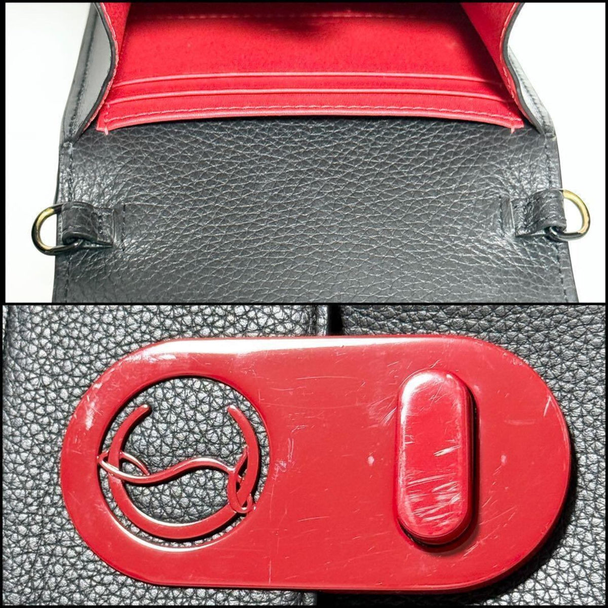 Christian Louboutin Black Leather Metal Pouch Shoulder Bag (Pre-Owned)
