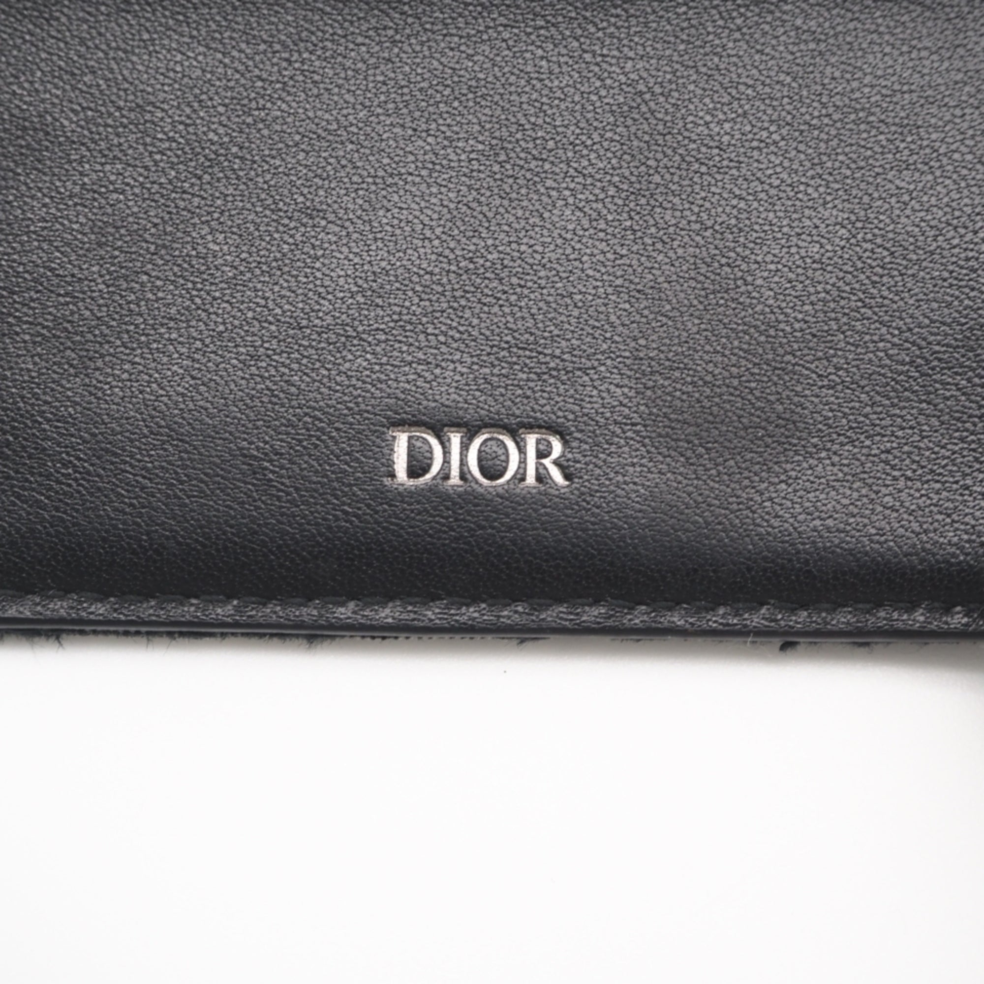 Christian Dior Black Gray Canvas Leather Money Clip (Pre-Owned)