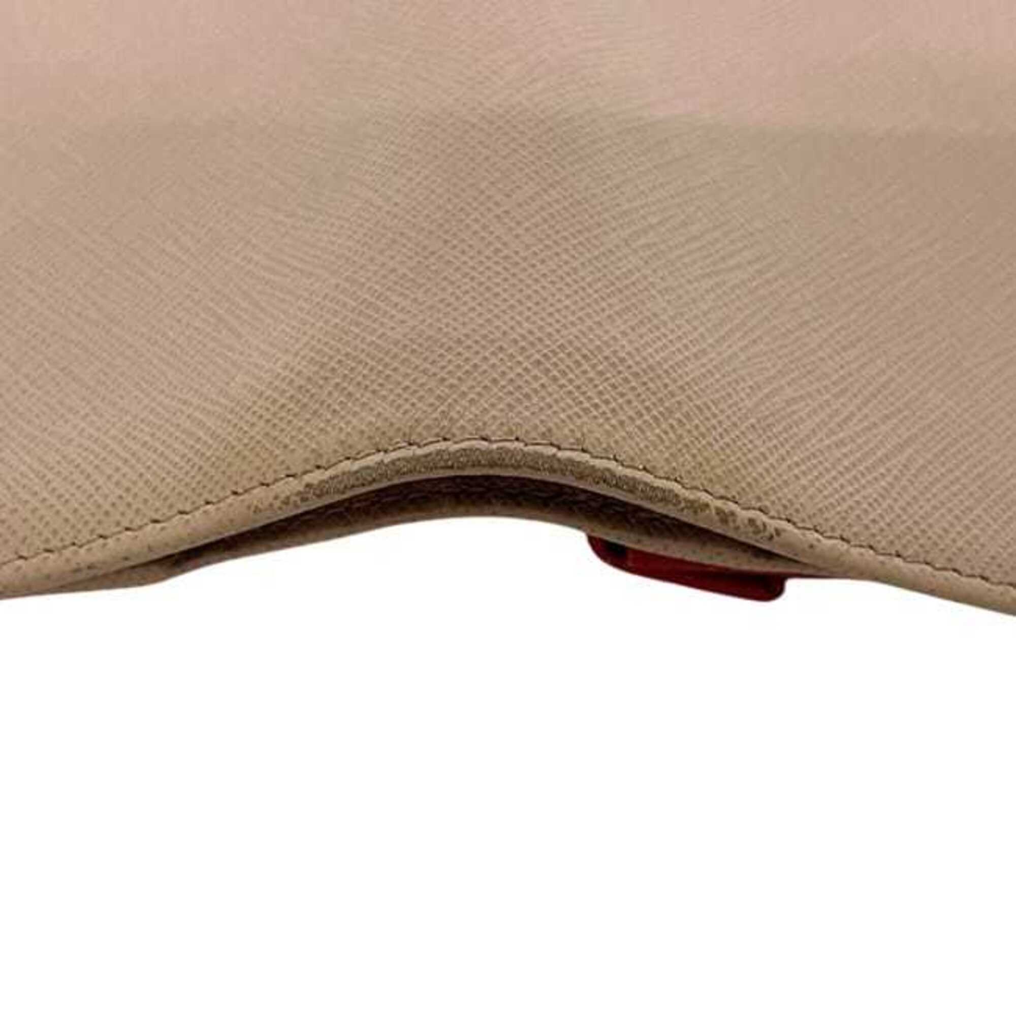 Prada Saffiano Beige Leather Wallet (Bi-Fold) (Pre-Owned)