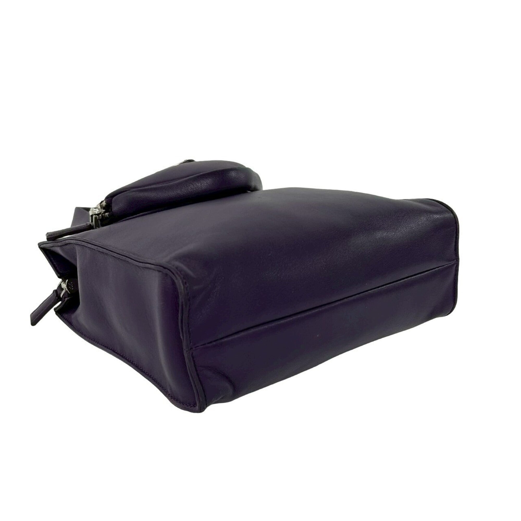 Prada Purple Leather Handbag Shoulder Bag Tote Bag (Pre-Owned)