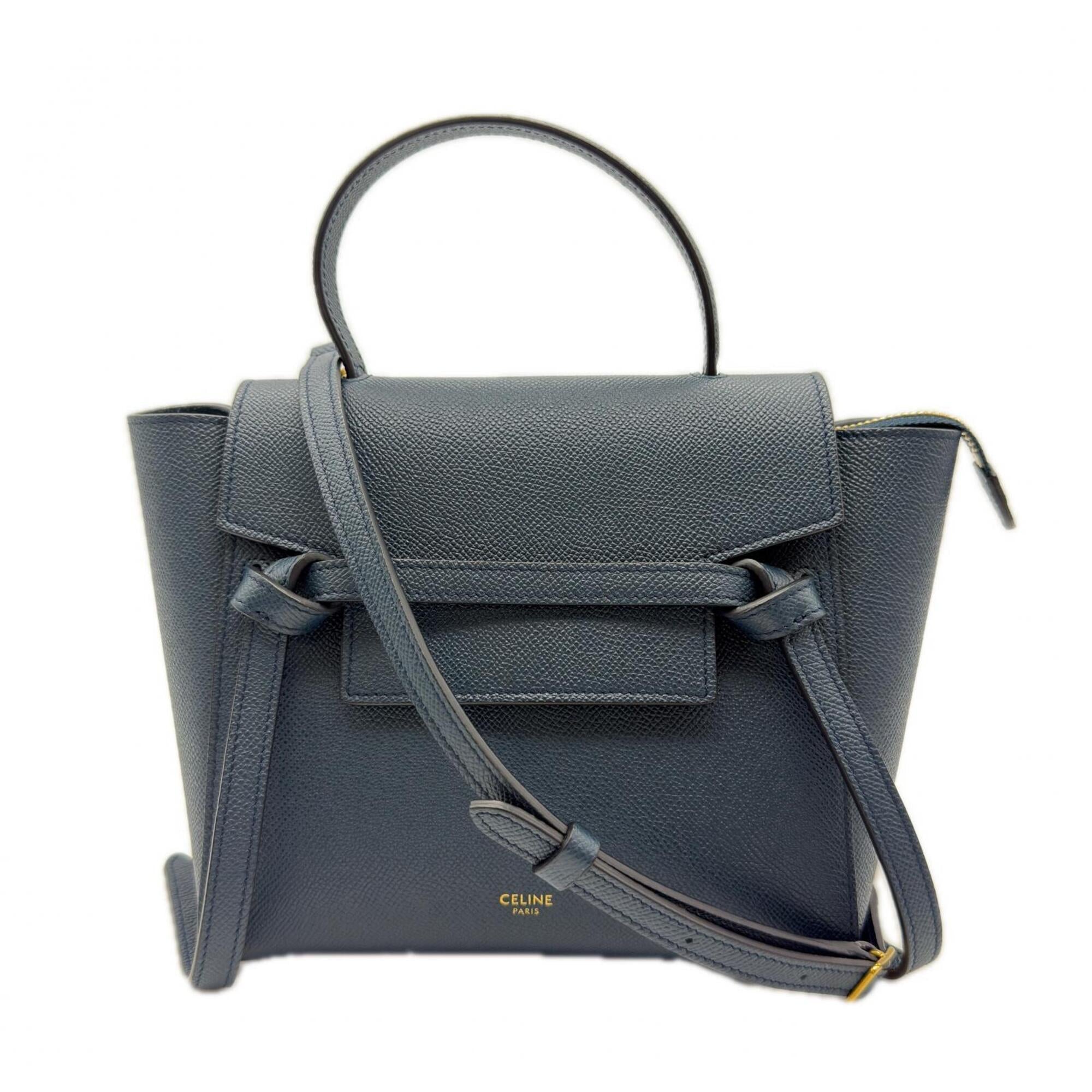 Celine Dark Green Green Leather Briefcase Handbag (Pre-Owned)