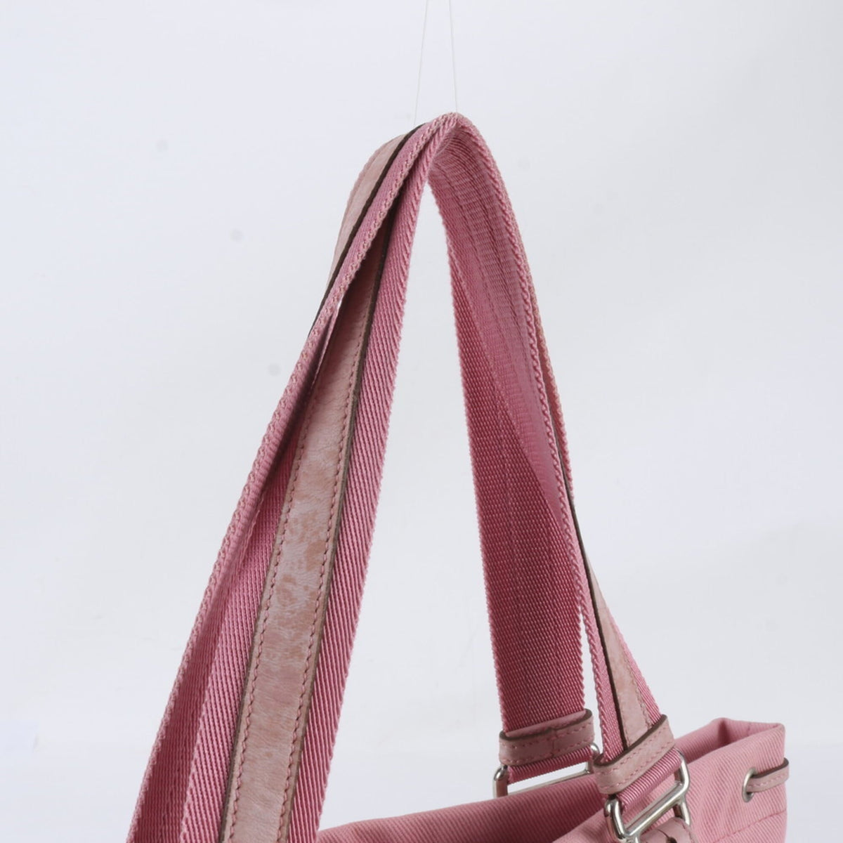 Yves Saint Laurent Pink Leather Canvas Shoulder Bag Tote Bag (Pre-Owned)
