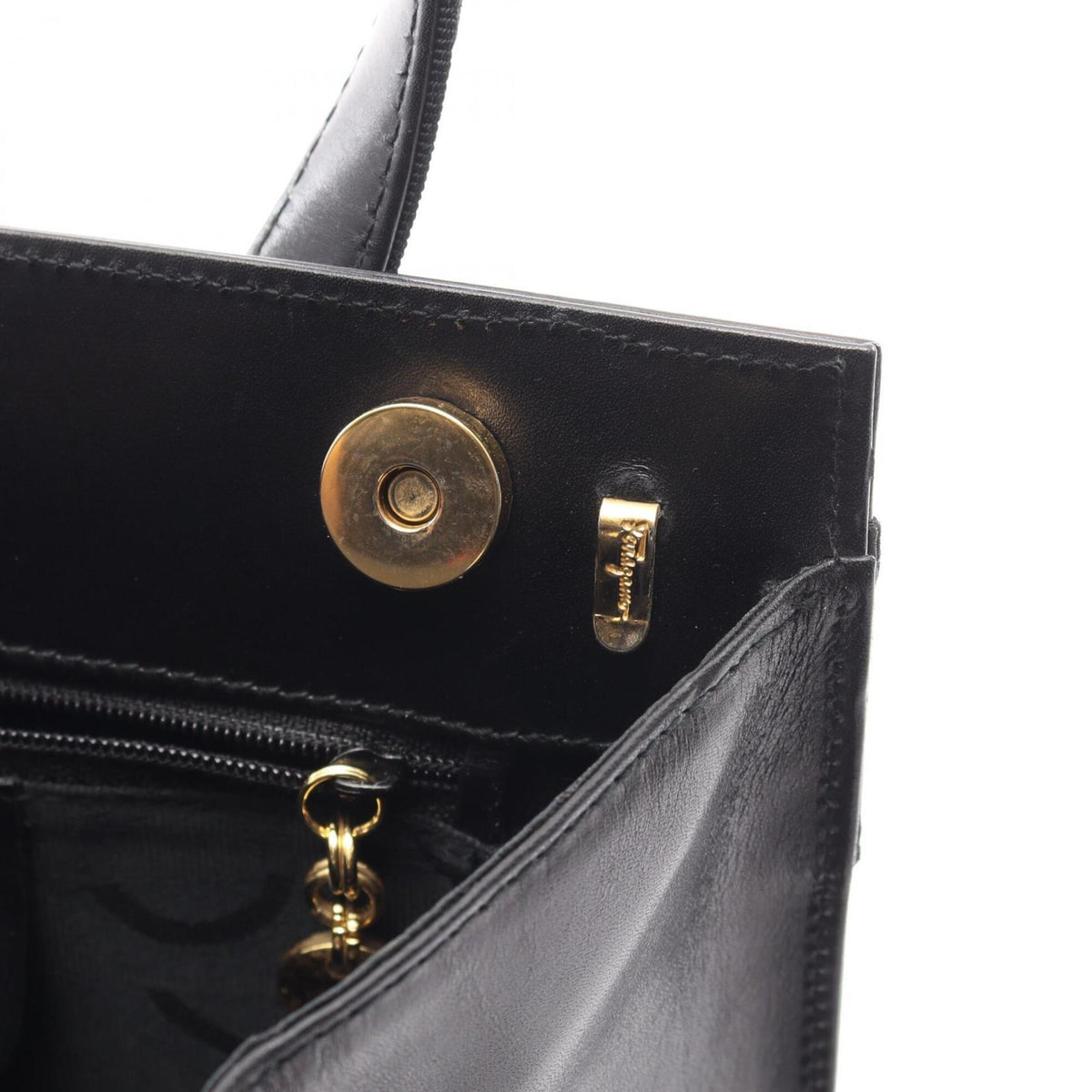 Salvatore Ferragamo Black Leather Handbag (Pre-Owned)