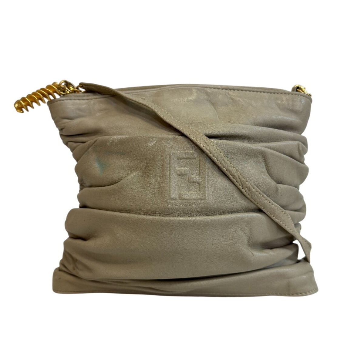 Fendi Beige Leather Shoulder Bag (Pre-Owned)