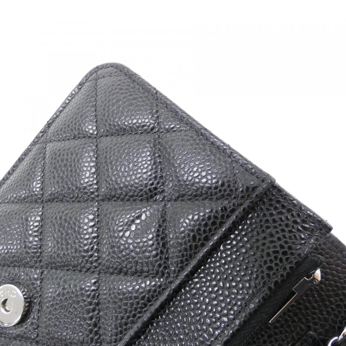 Chanel Black Grained Calfskin Chain/Shoulder Wallet (Pre-Owned)