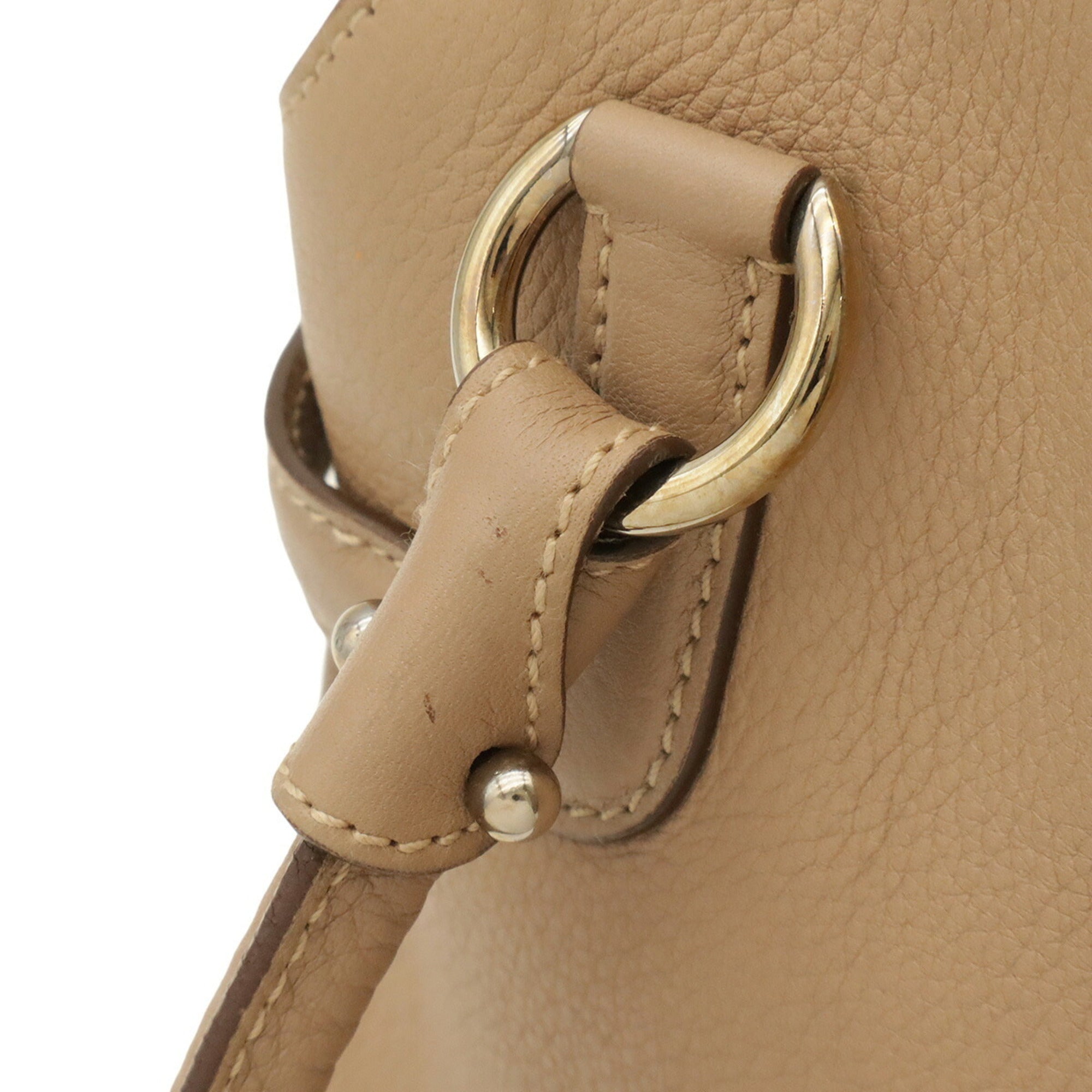 Salvatore Ferragamo Gancini Pink Beige Leather Handbag Tote Bag (Pre-Owned)