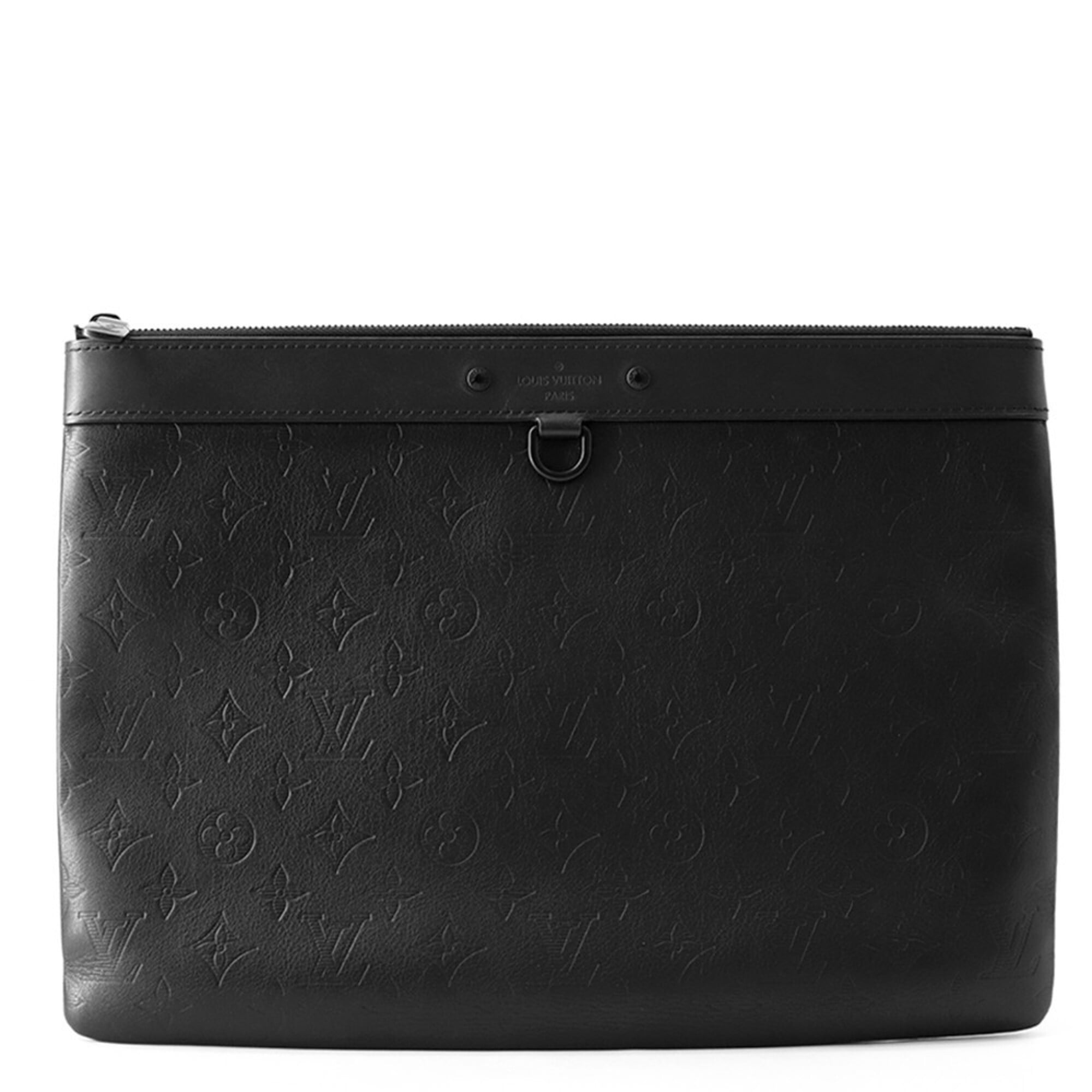 Louis Vuitton Noir Monogram Shadow Clutch Bag Handbag Pochette (Pre-Owned)