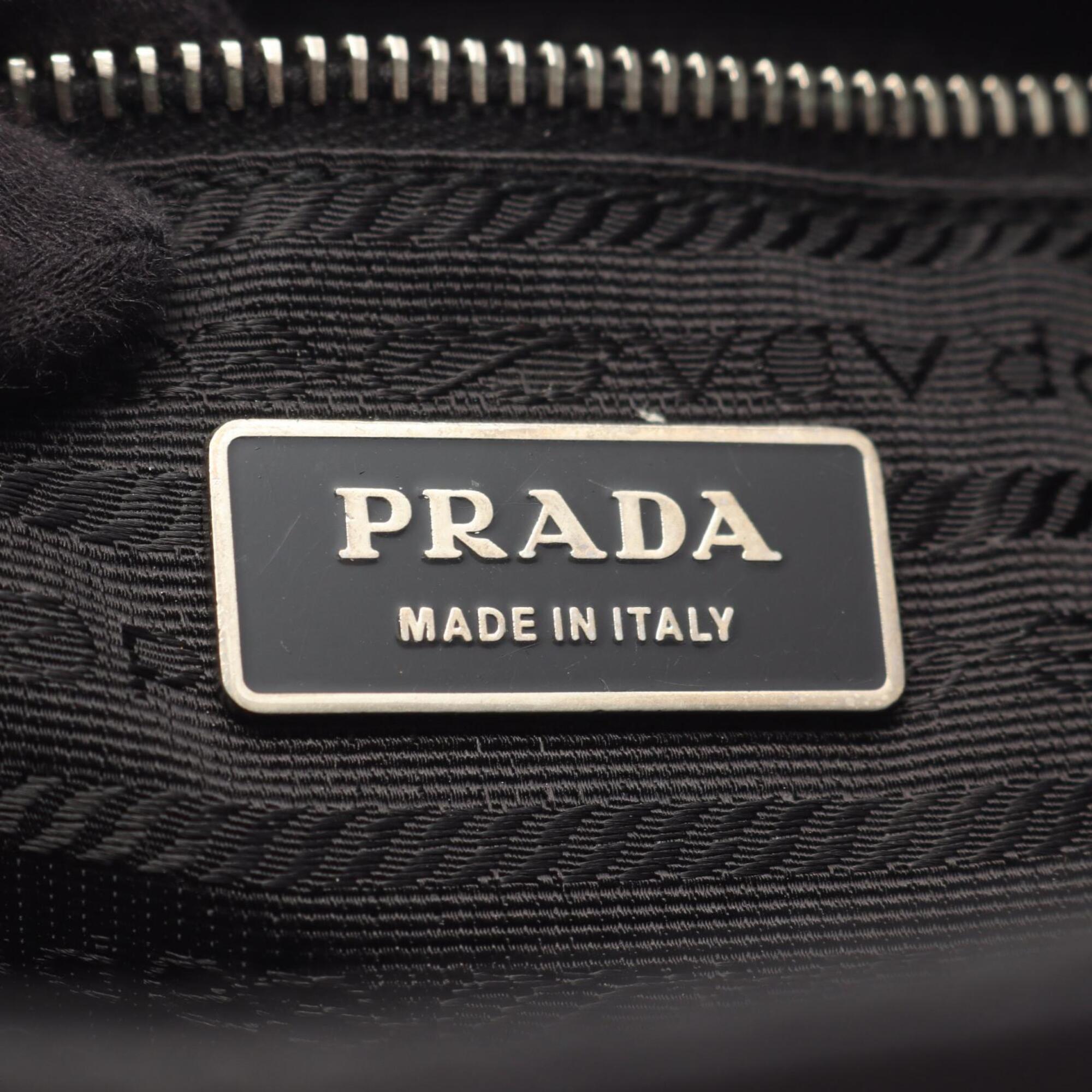 Prada Black Nylon Leather Handbag Shoulder Bag (Pre-Owned)