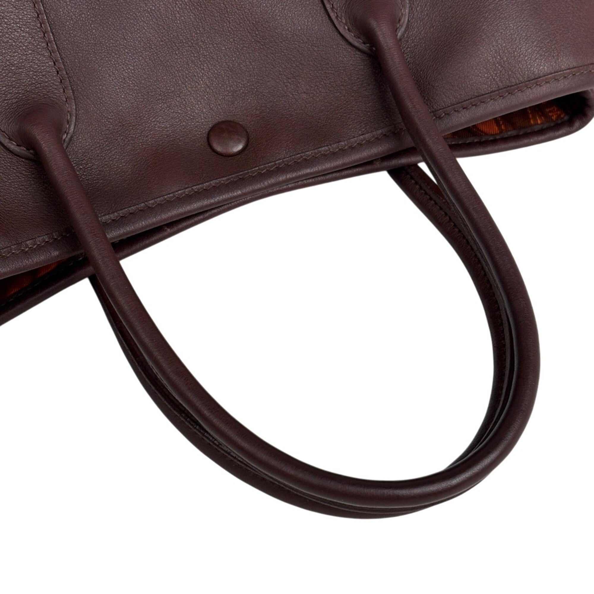 Hermes Brown Swift Leather Handbag Tote Bag (Pre-Owned)