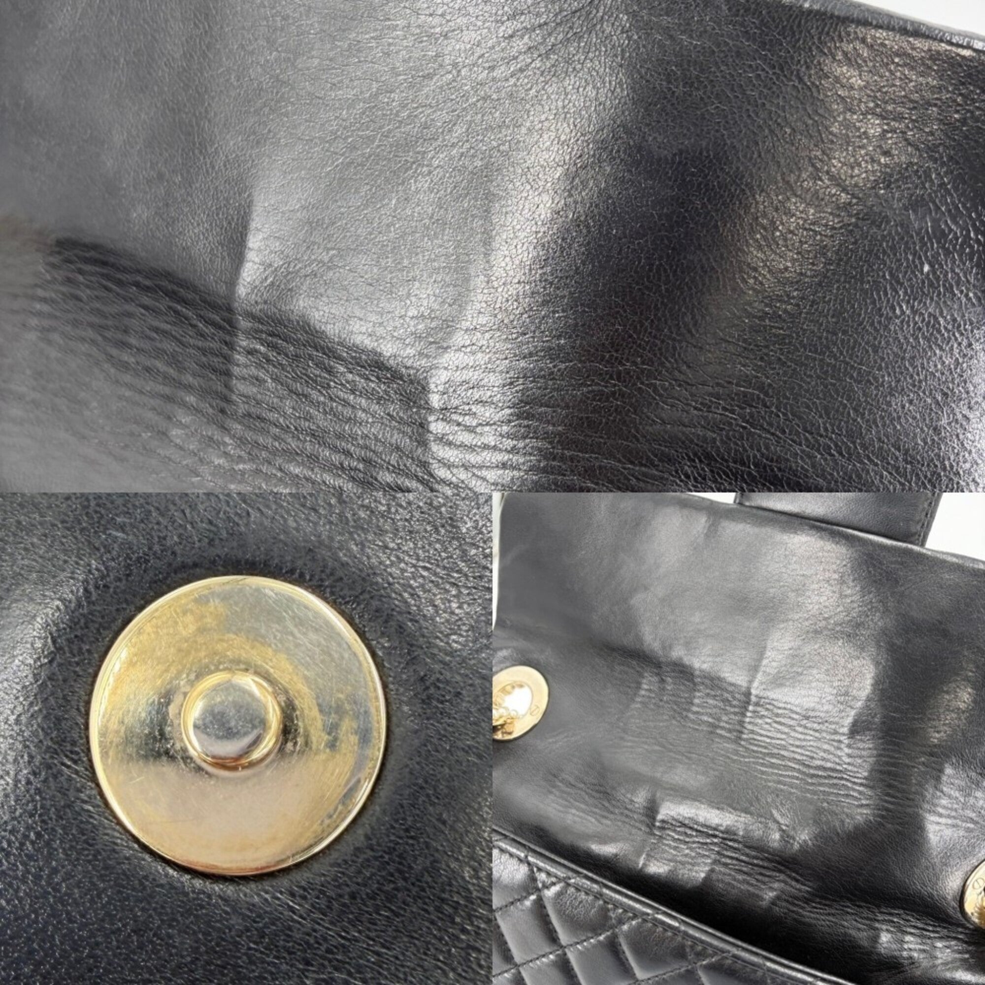 Chanel Black Leather Artificial Pearl Shoulder Bag (Pre-Owned)