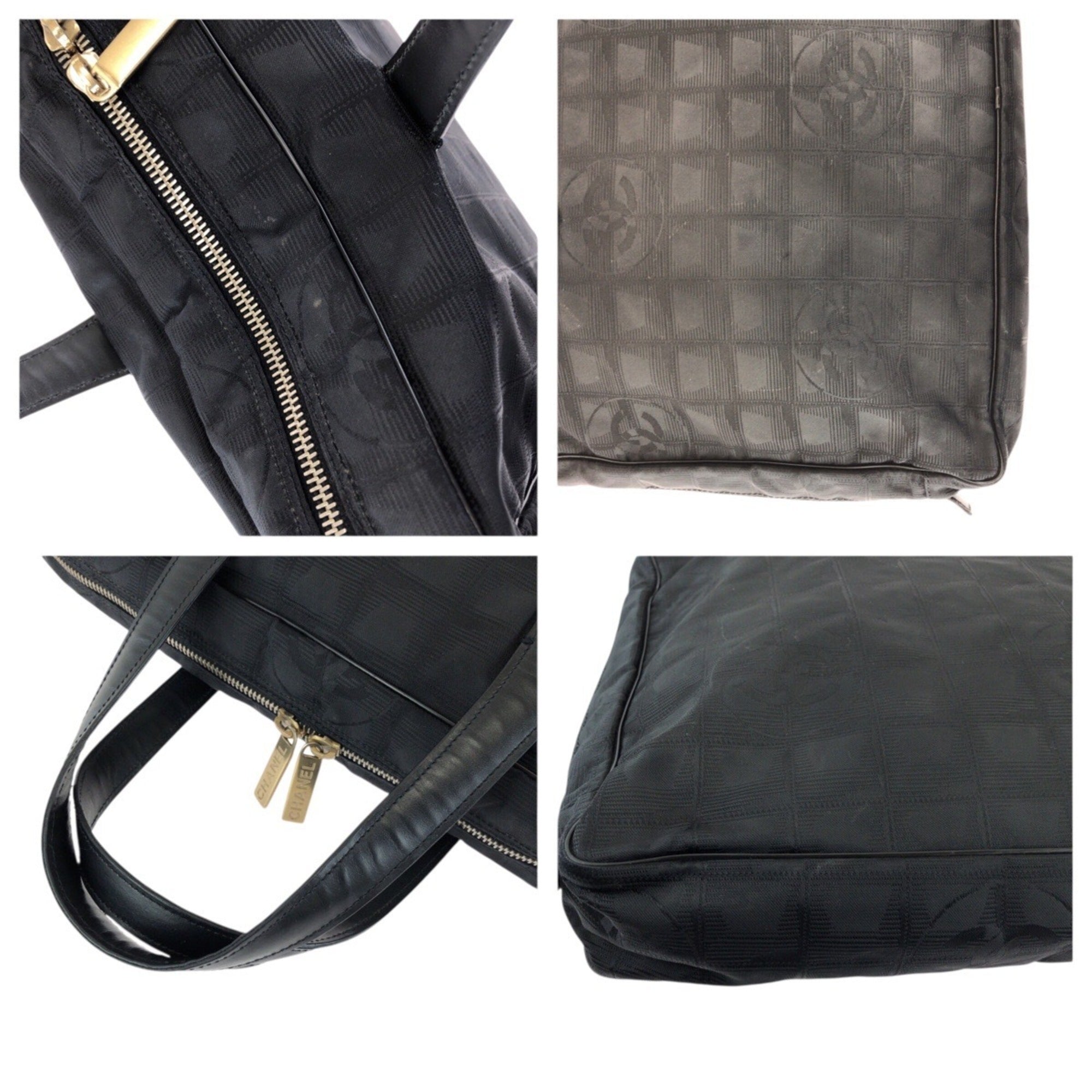 Chanel Black Nylon Leather Tote Bag (Pre-Owned)