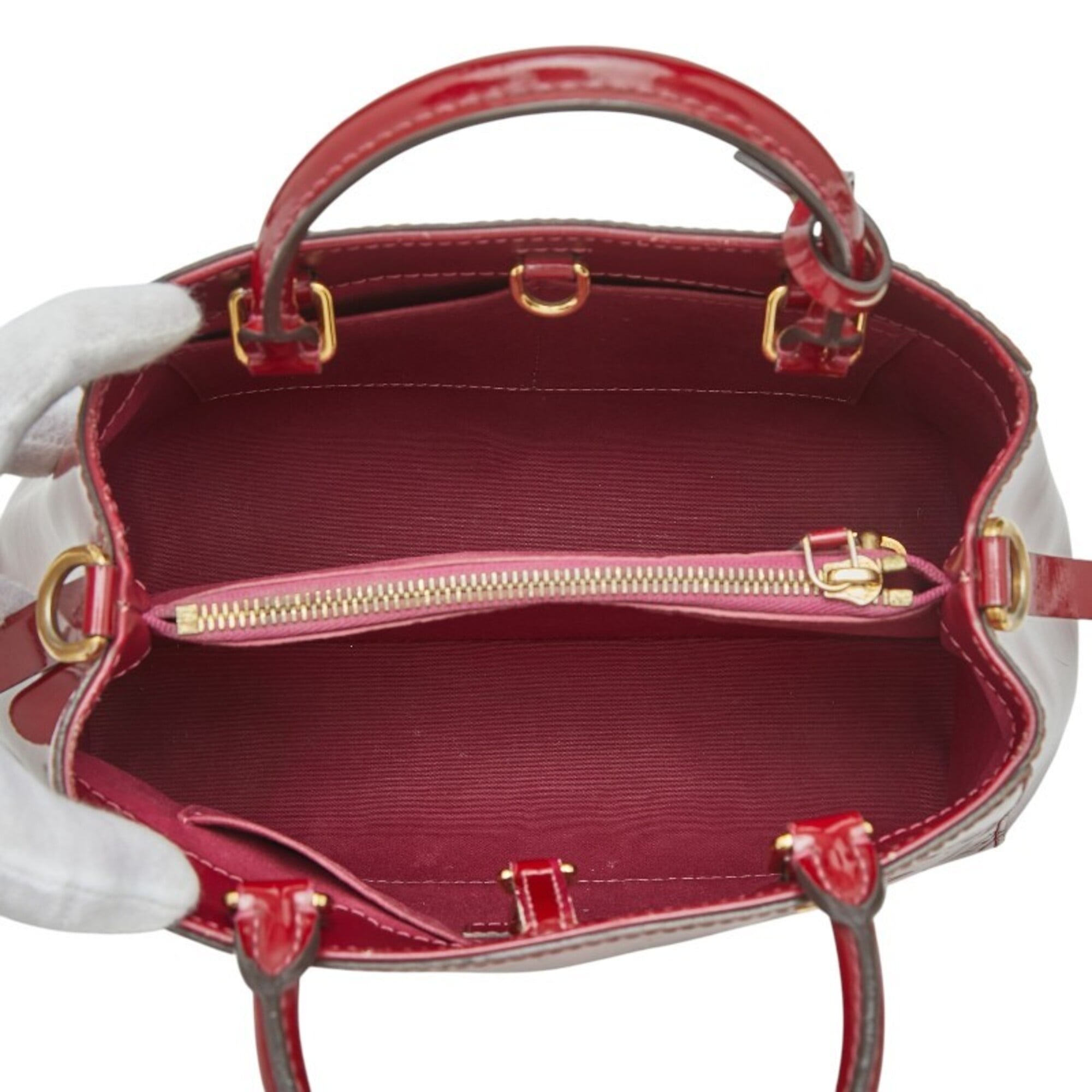 Louis Vuitton Indian Rose Red Color Patent Leather Handbag Shoulder Bag (Pre-Owned)