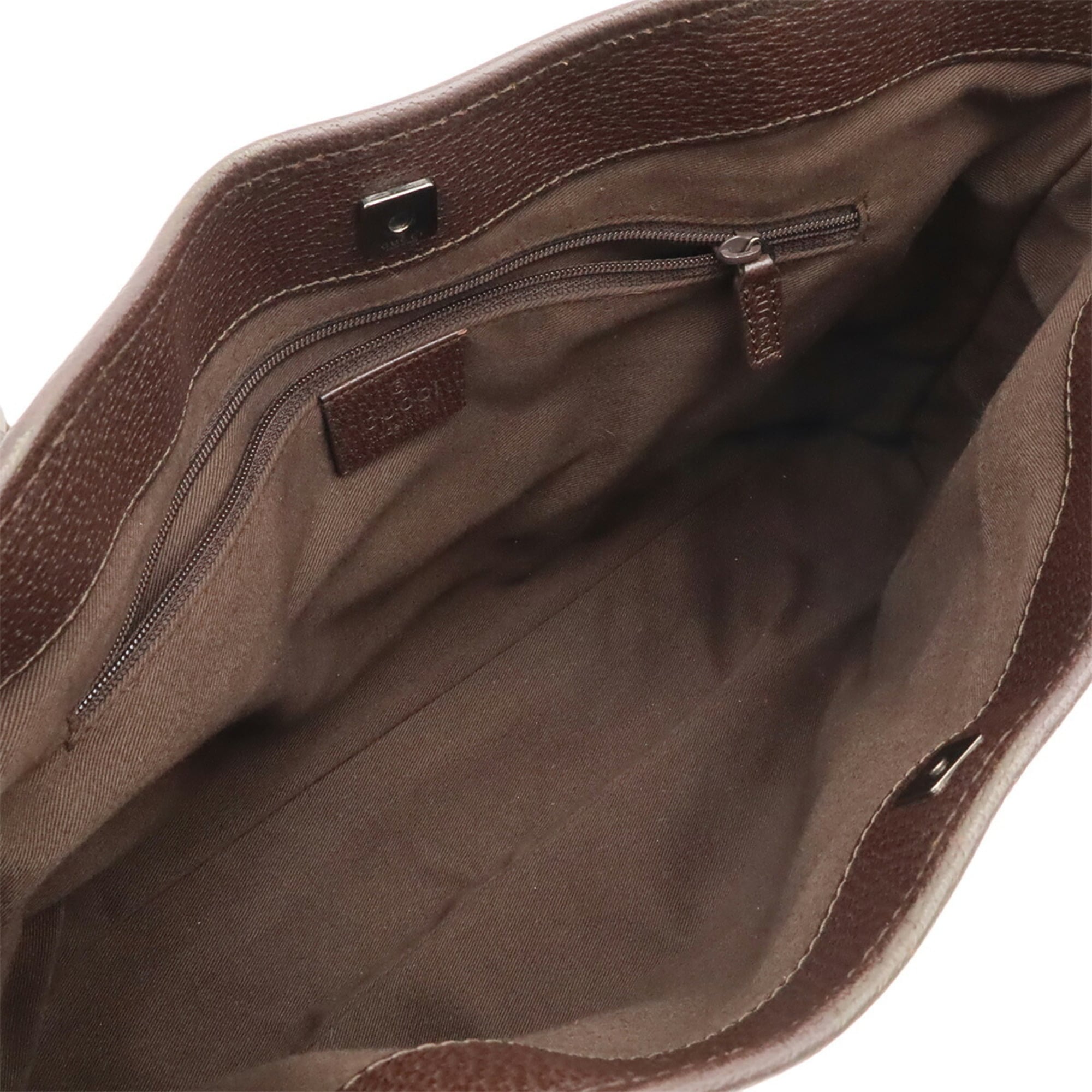 Gucci Gg Canvas Beige Dark Brown Gg Canvas Leather Shoulder Bag Tote Bag (Pre-Owned)