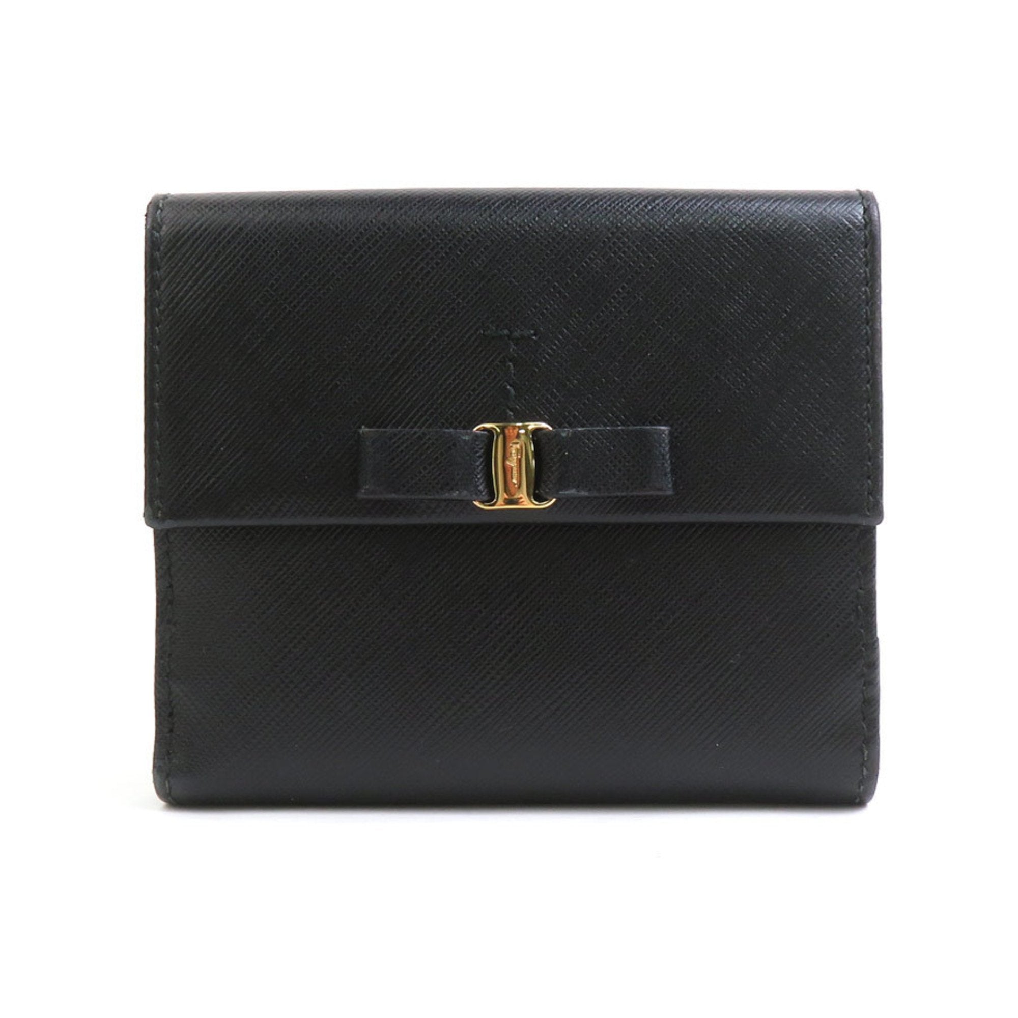 Salvatore Ferragamo Black Leather Wallet (Bi-Fold) (Pre-Owned)