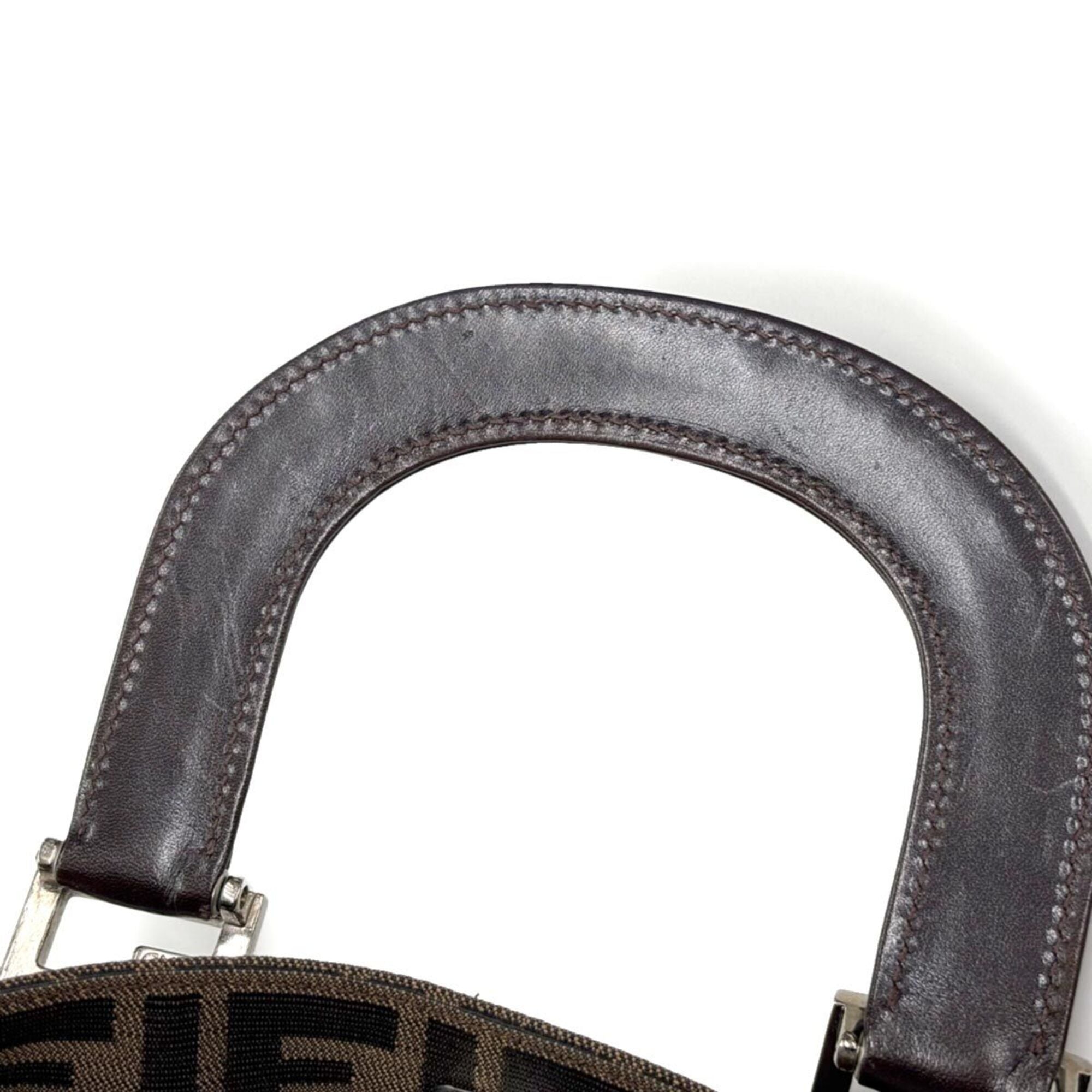 Fendi Black Brown Canvas Leather Handbag (Pre-Owned)