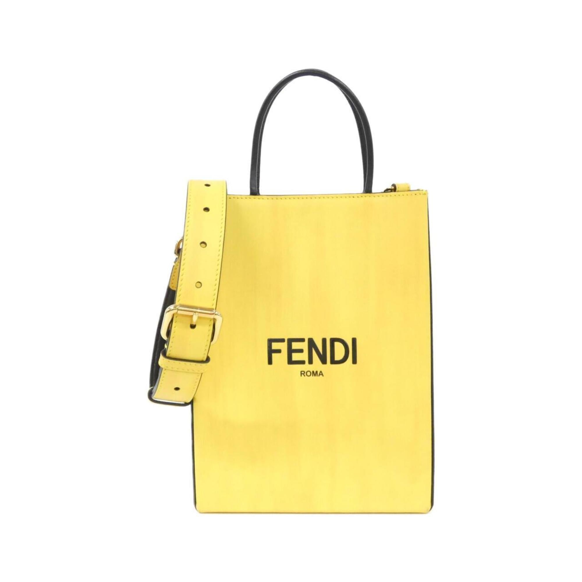 Fendi Yellow Leather Handbag Shopping Bag (Pre-Owned)