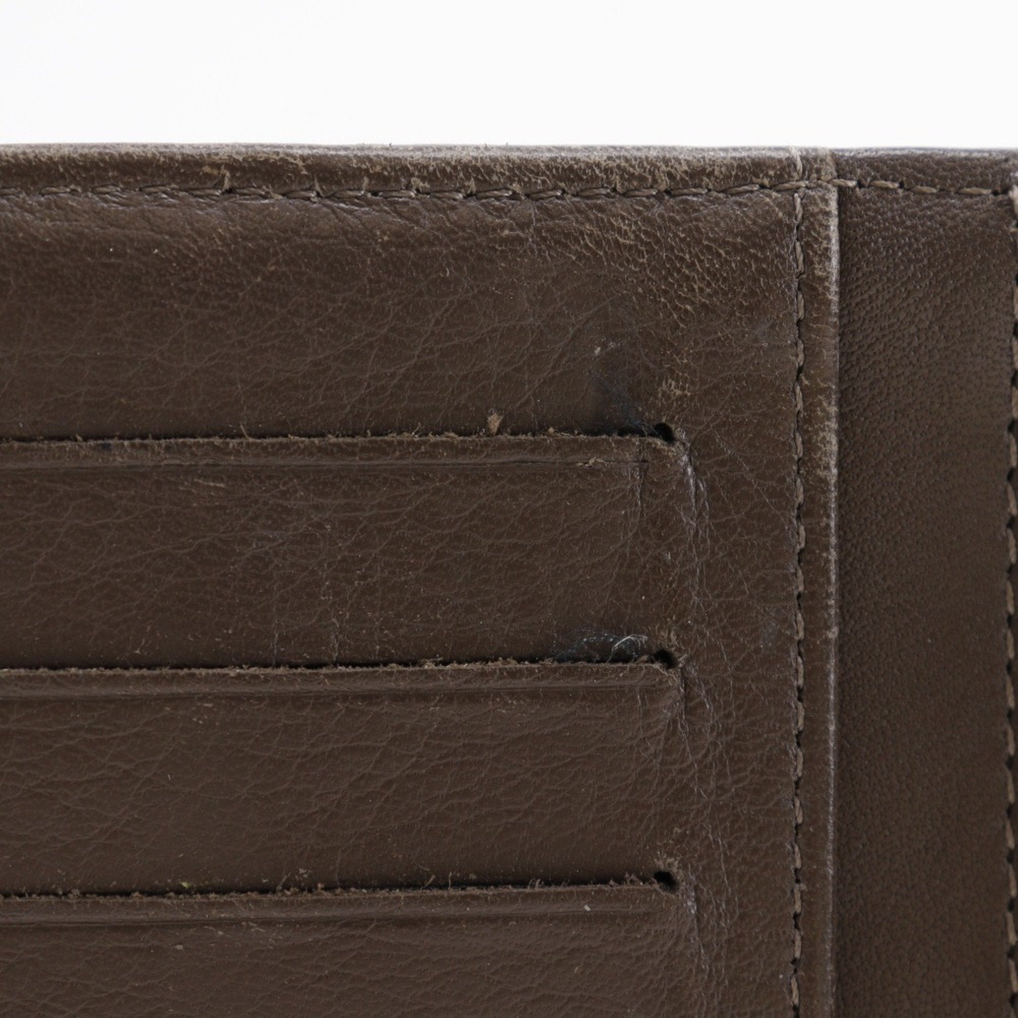 Chanel Bronze Leather Long Wallet (Bi-Fold) (Pre-Owned)