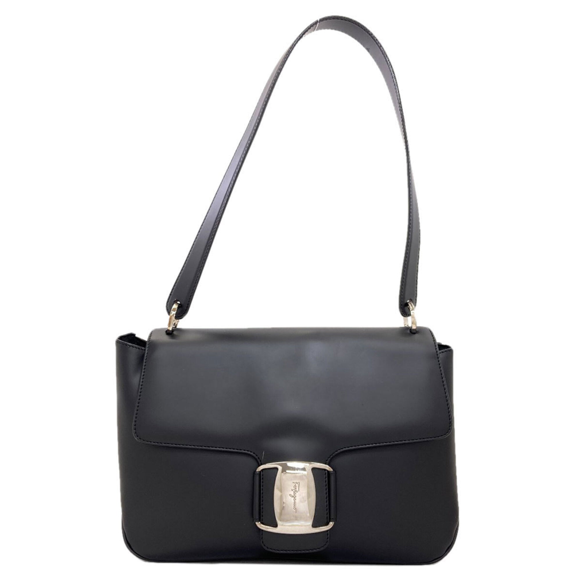 Salvatore Ferragamo Black Leather Shoulder Bag (Pre-Owned)