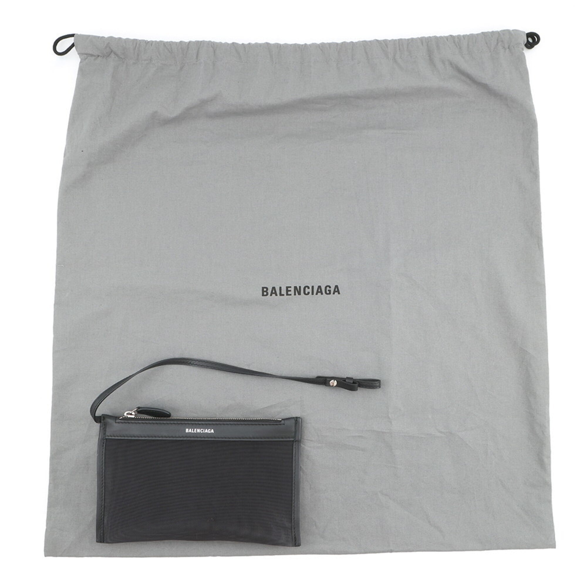 Balenciaga Black Mesh Leather Handbag Tote Bag (Pre-Owned)