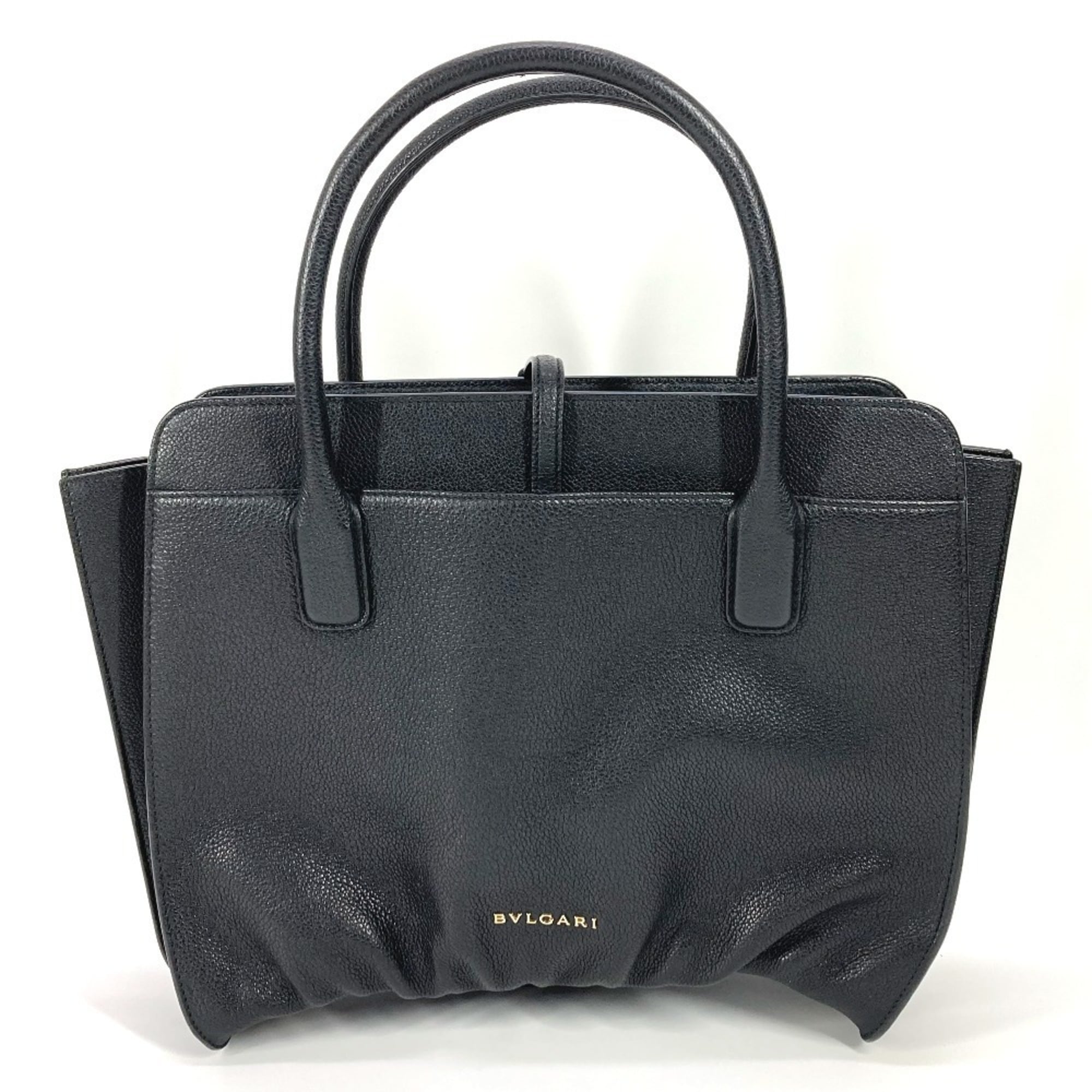Bvlgari Black Leather Shoulder Bag Tote Bag (Pre-Owned)
