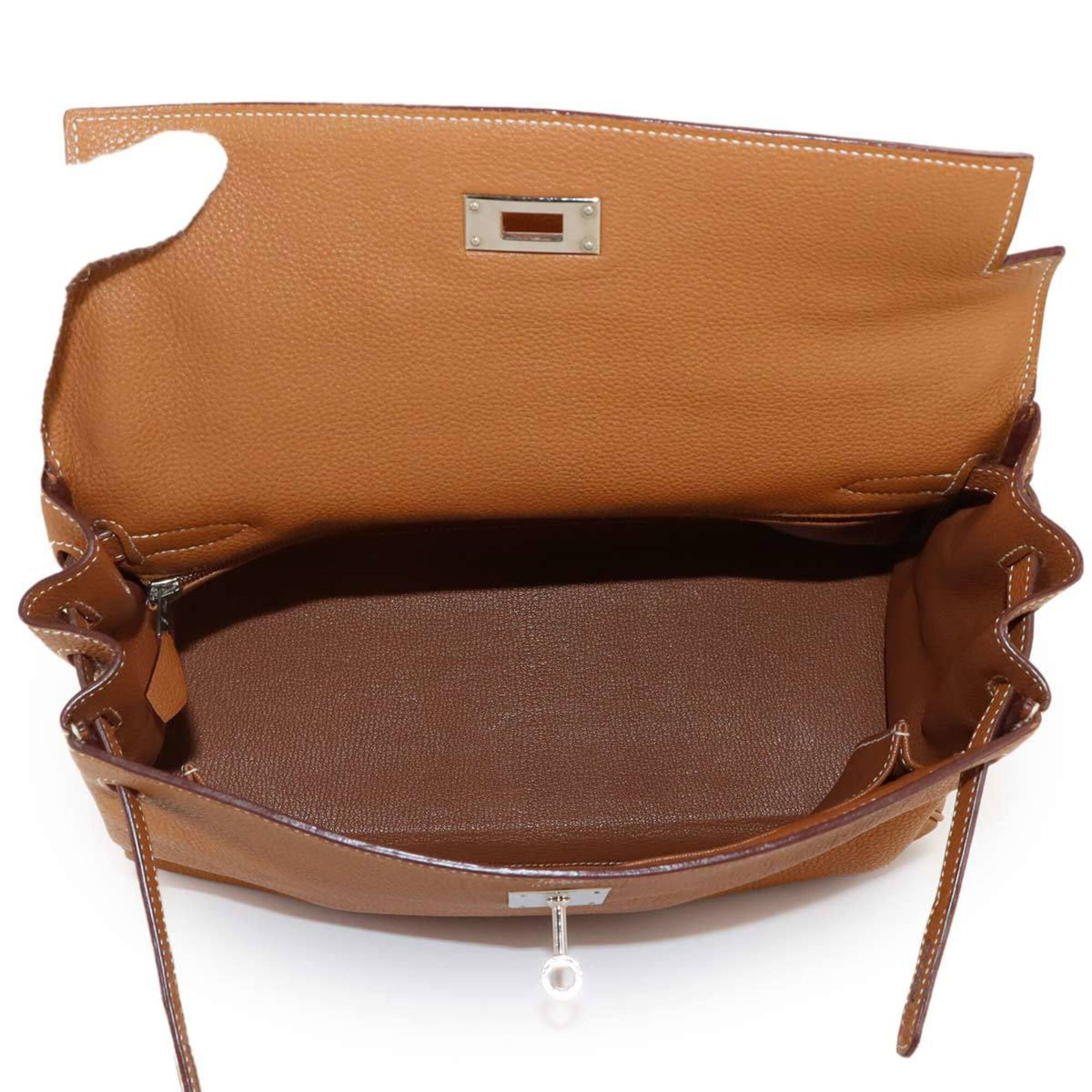 Hermes Gold Brown Togo Leather Handbag (Pre-Owned)