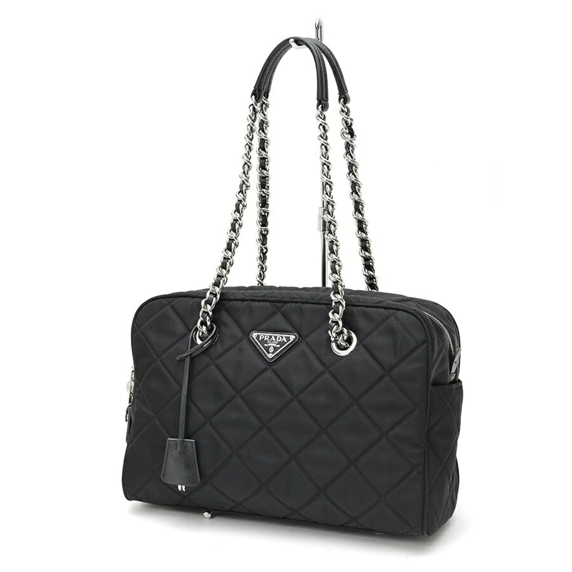 Prada Black Nero Fabric Boston Bag Shoulder Bag (Pre-Owned)