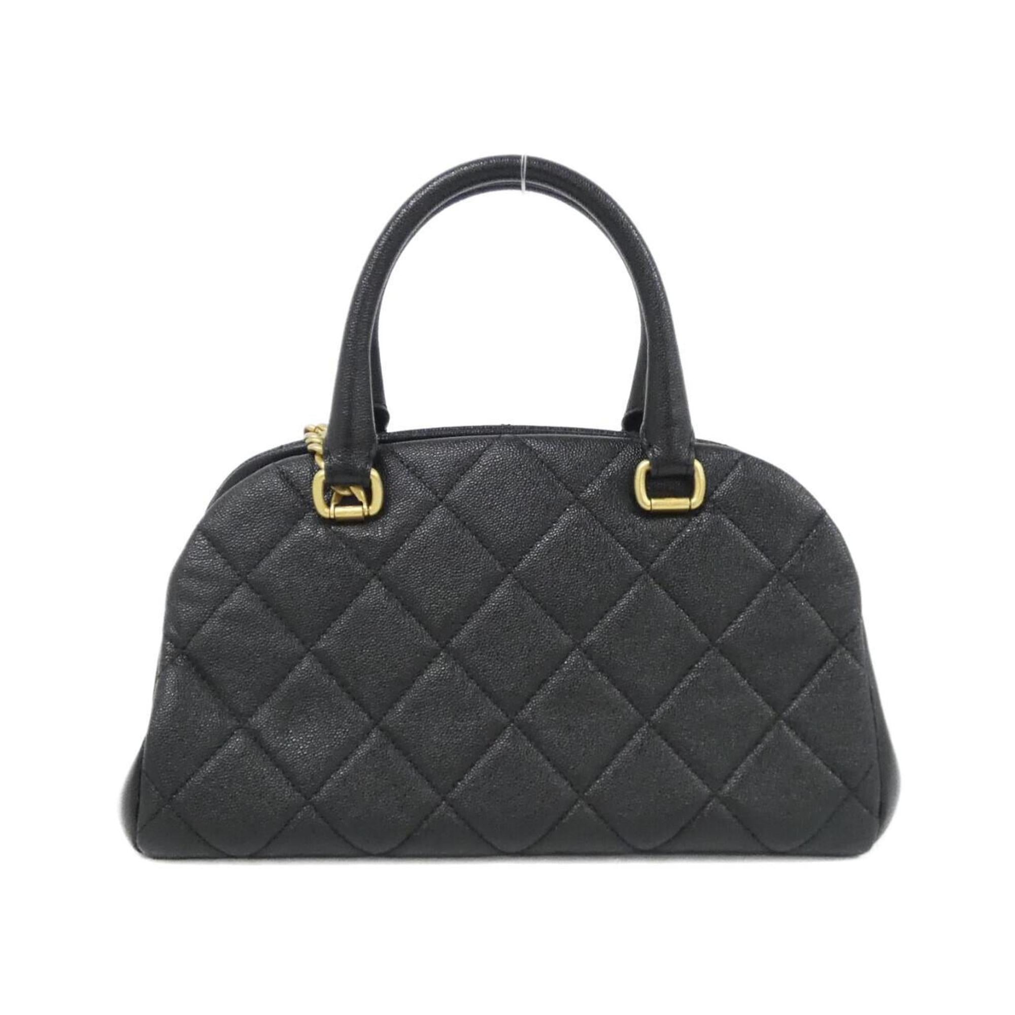 Chanel Black Grained Calfskin Handbag (Pre-Owned)