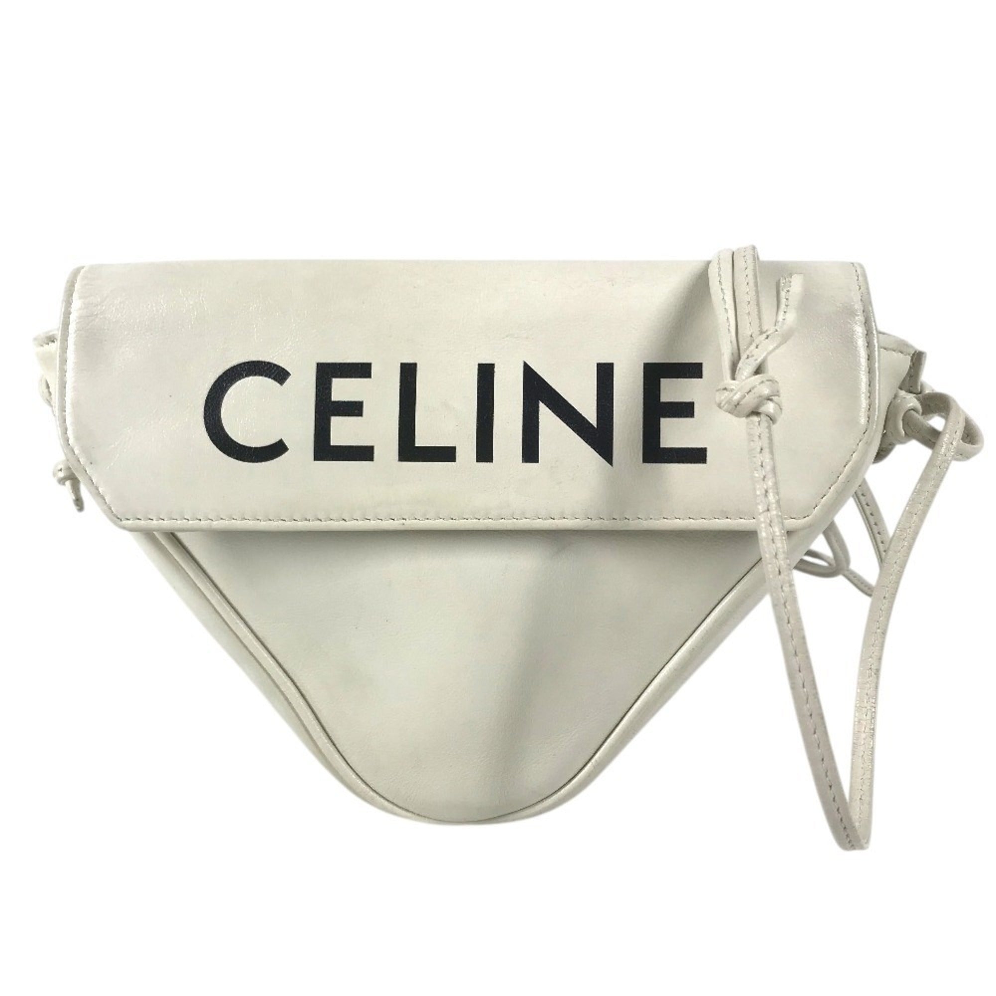Celine Black White Leather Pochette Shoulder Bag (Pre-Owned)